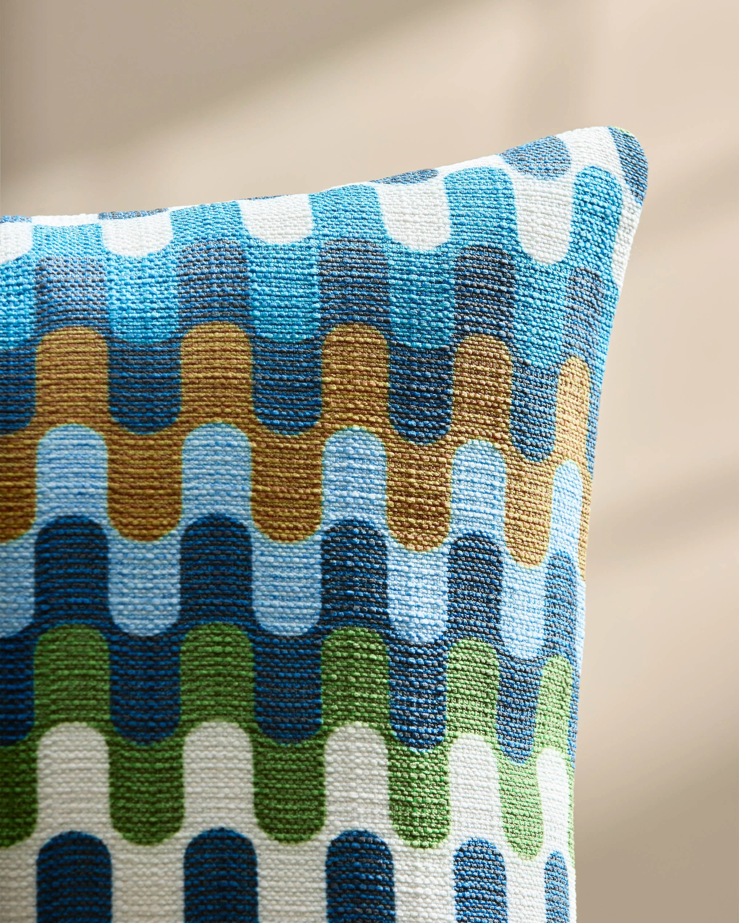 Puzzles Blue & Cognac Woven Throw Pillow by Jonathan Adler - Image 11