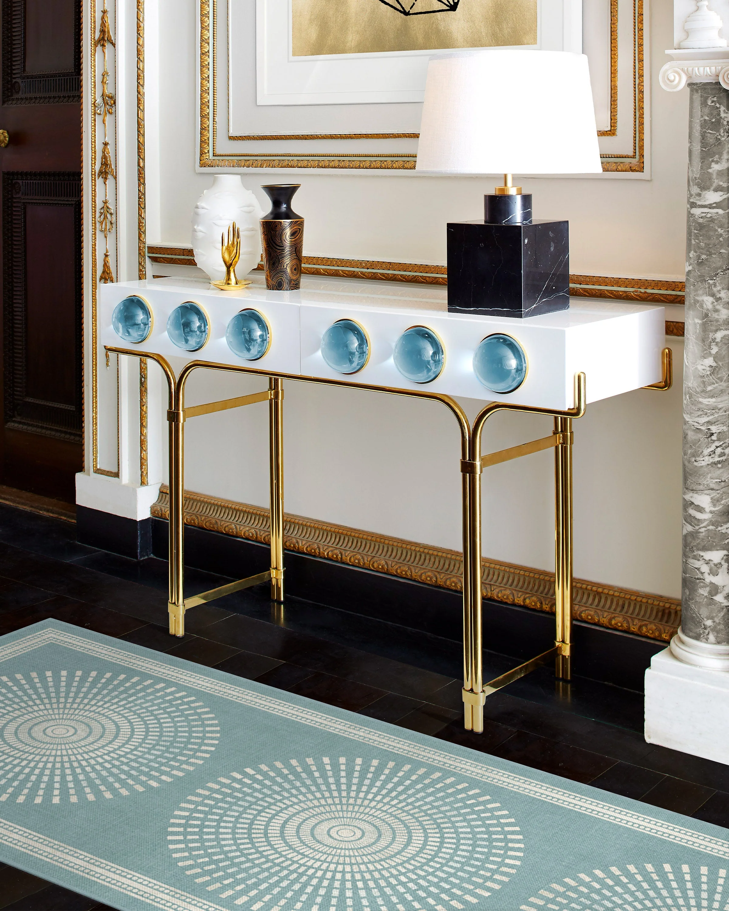 Santorini Blue Flatwoven Rug by Jonathan Adler - Image 4