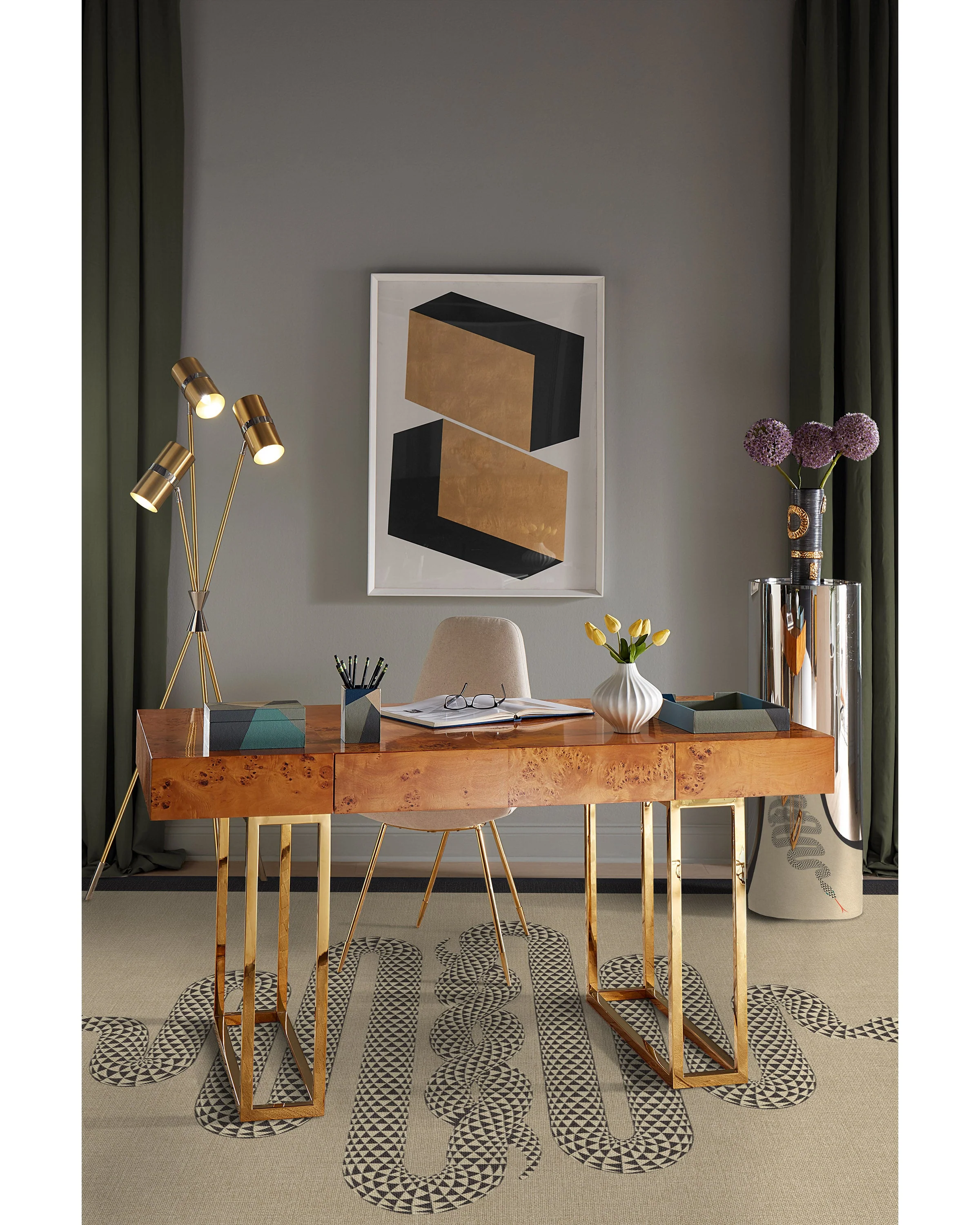 Venom Neutral Flatwoven Rug by Jonathan Adler - Image 3