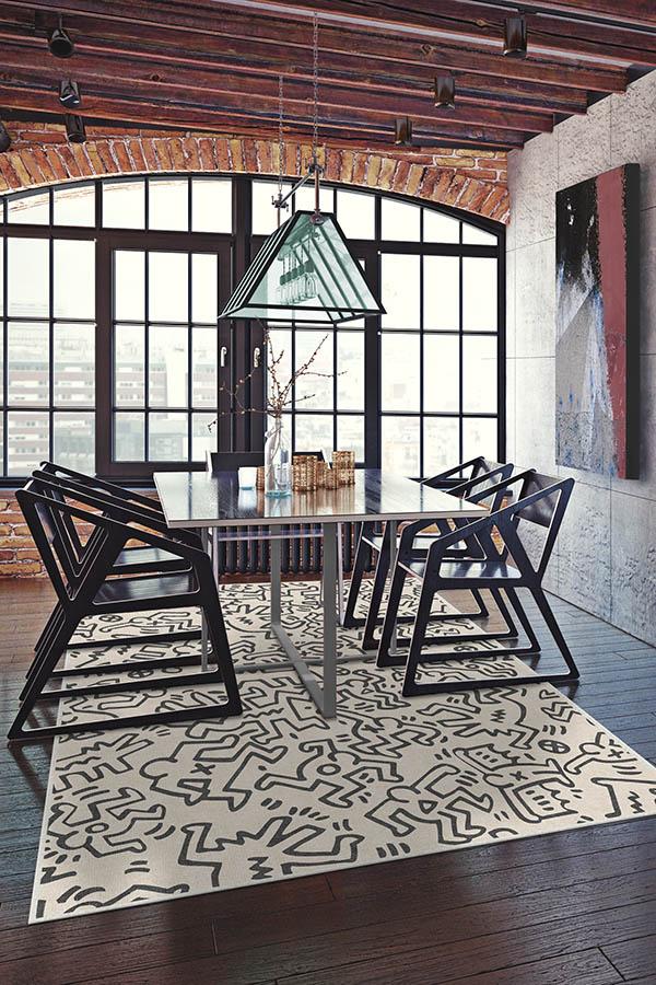 Block Party Black & Ivory Flatwoven Rug by Keith Haring - Image 3