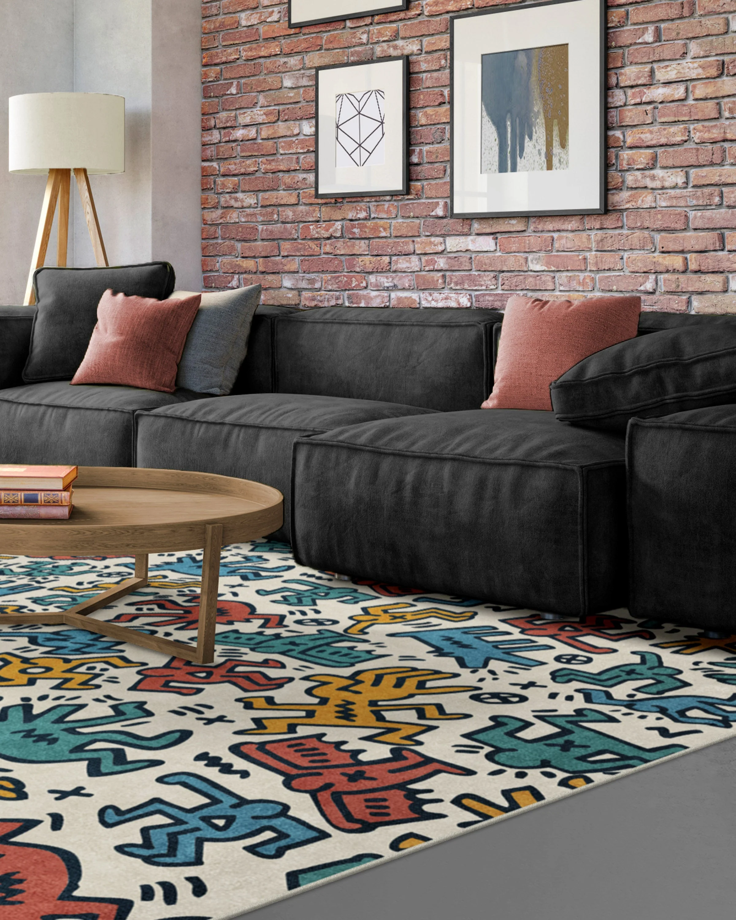 Block Party Multicolor Flatwoven Rug by Keith Haring - Image 7