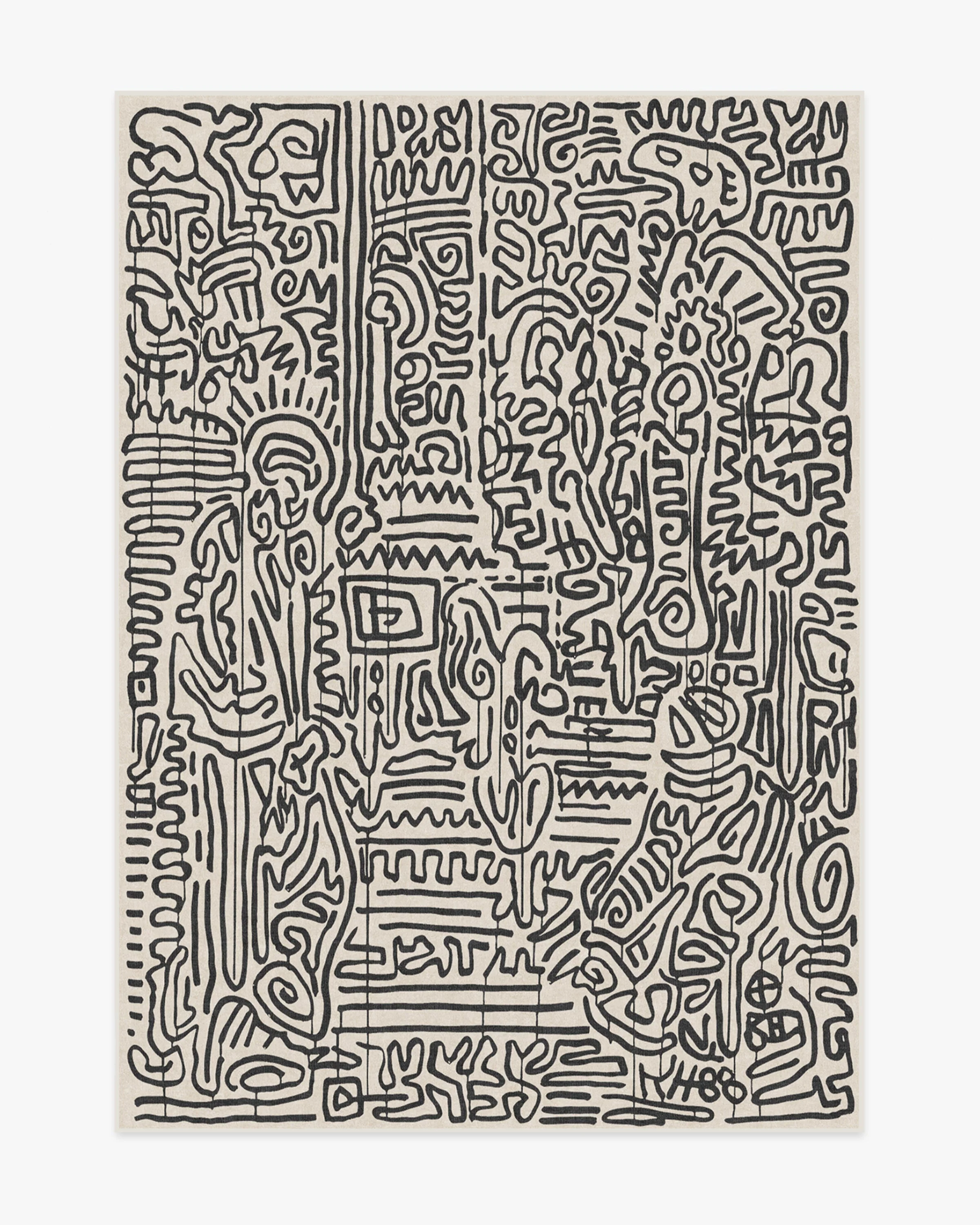Freestyle Black & Ivory Rug by Keith Haring