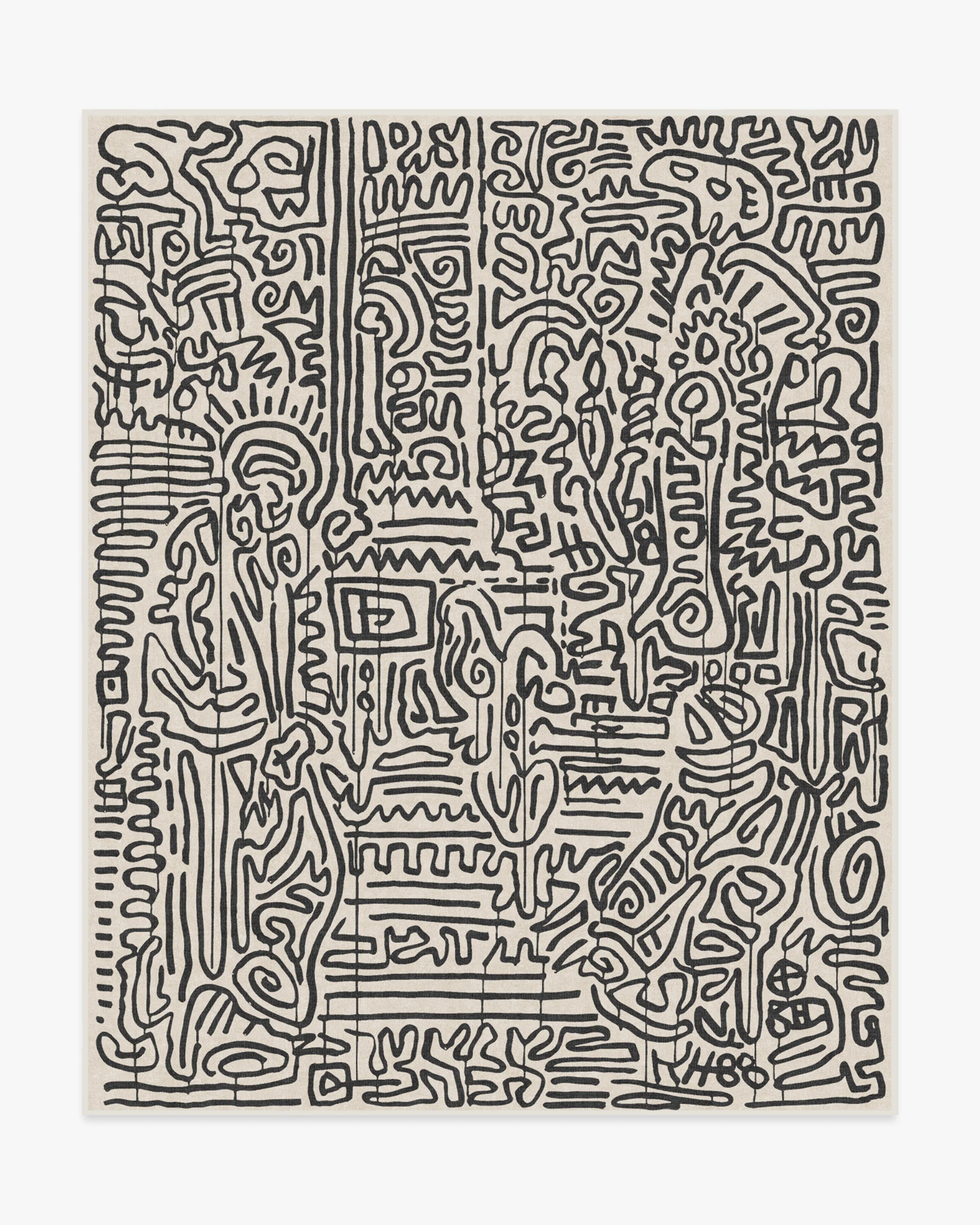 Freestyle Black & Ivory Rug by Keith Haring - Image 7