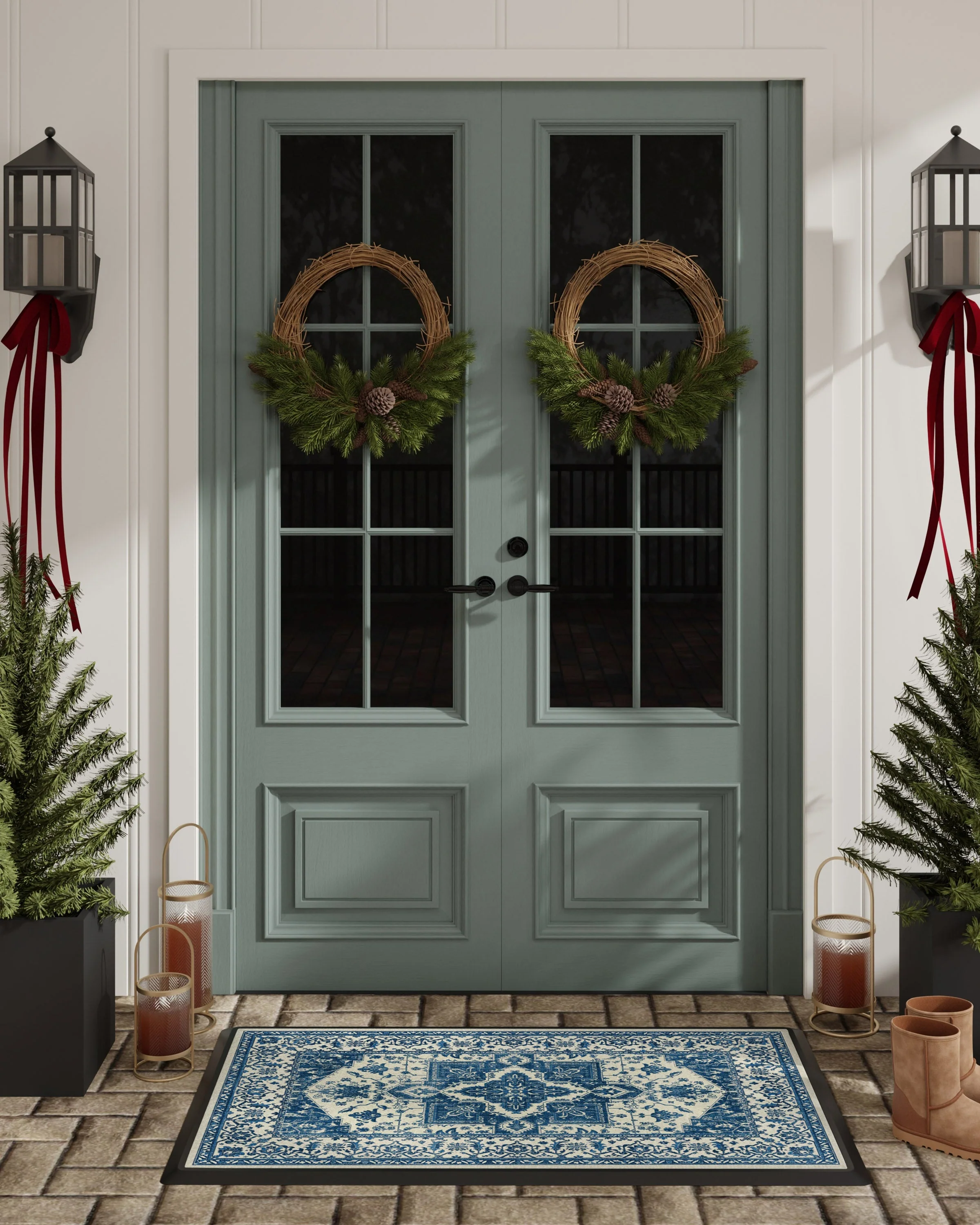 Kira Delft Blue Large Doormat - Image 3