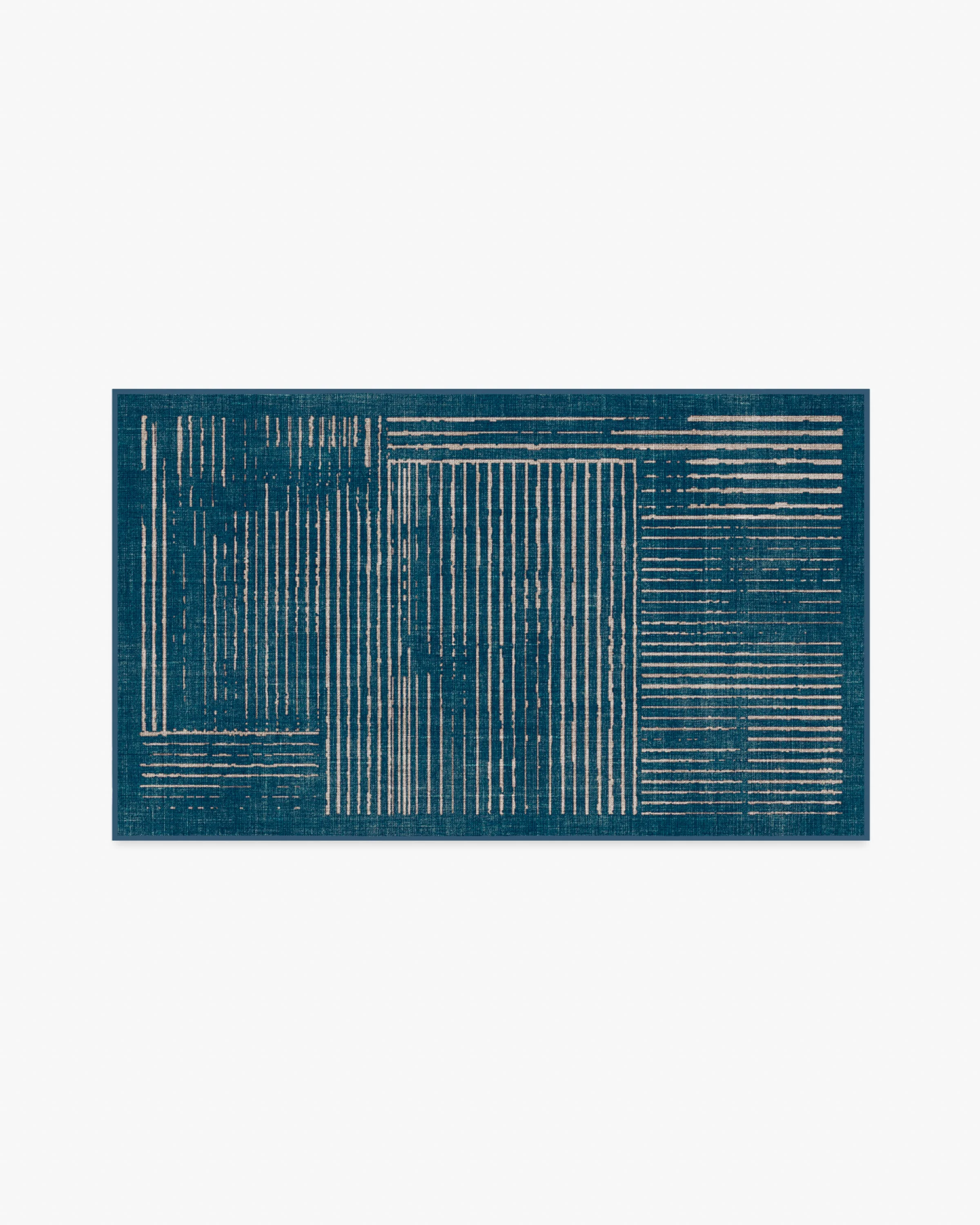 Linear Oasis Blue Flatwoven Rug - Image 4