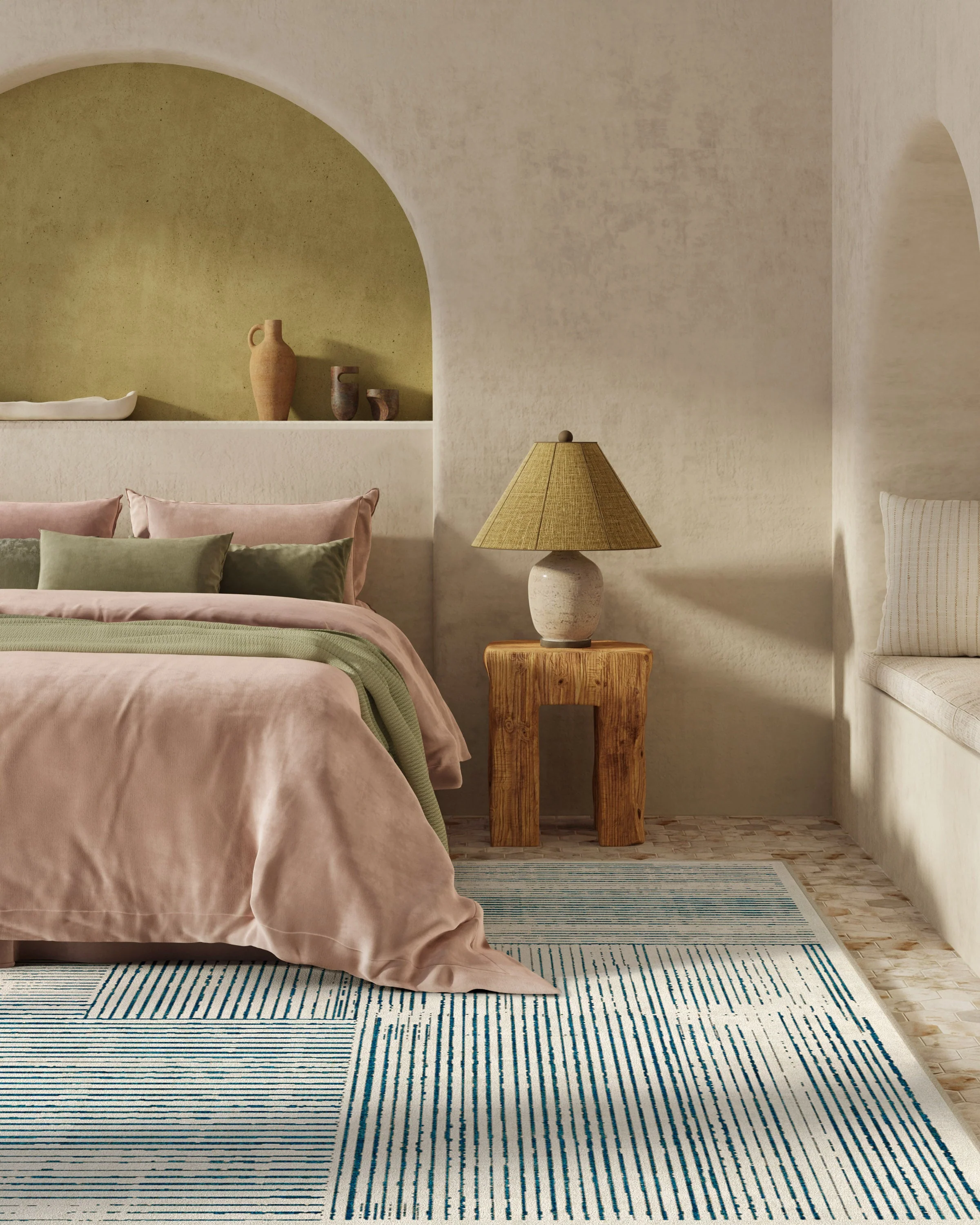 Linear Oasis Ivory & Blue Flatwoven Rug - Image 10