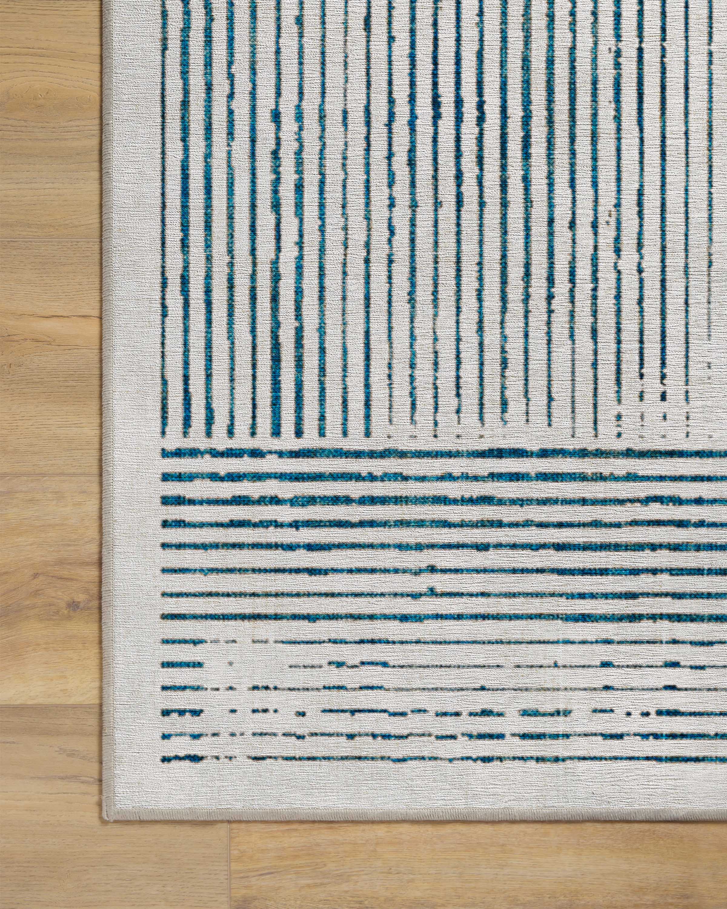 Linear Oasis Ivory & Blue Flatwoven Rug - Image 14