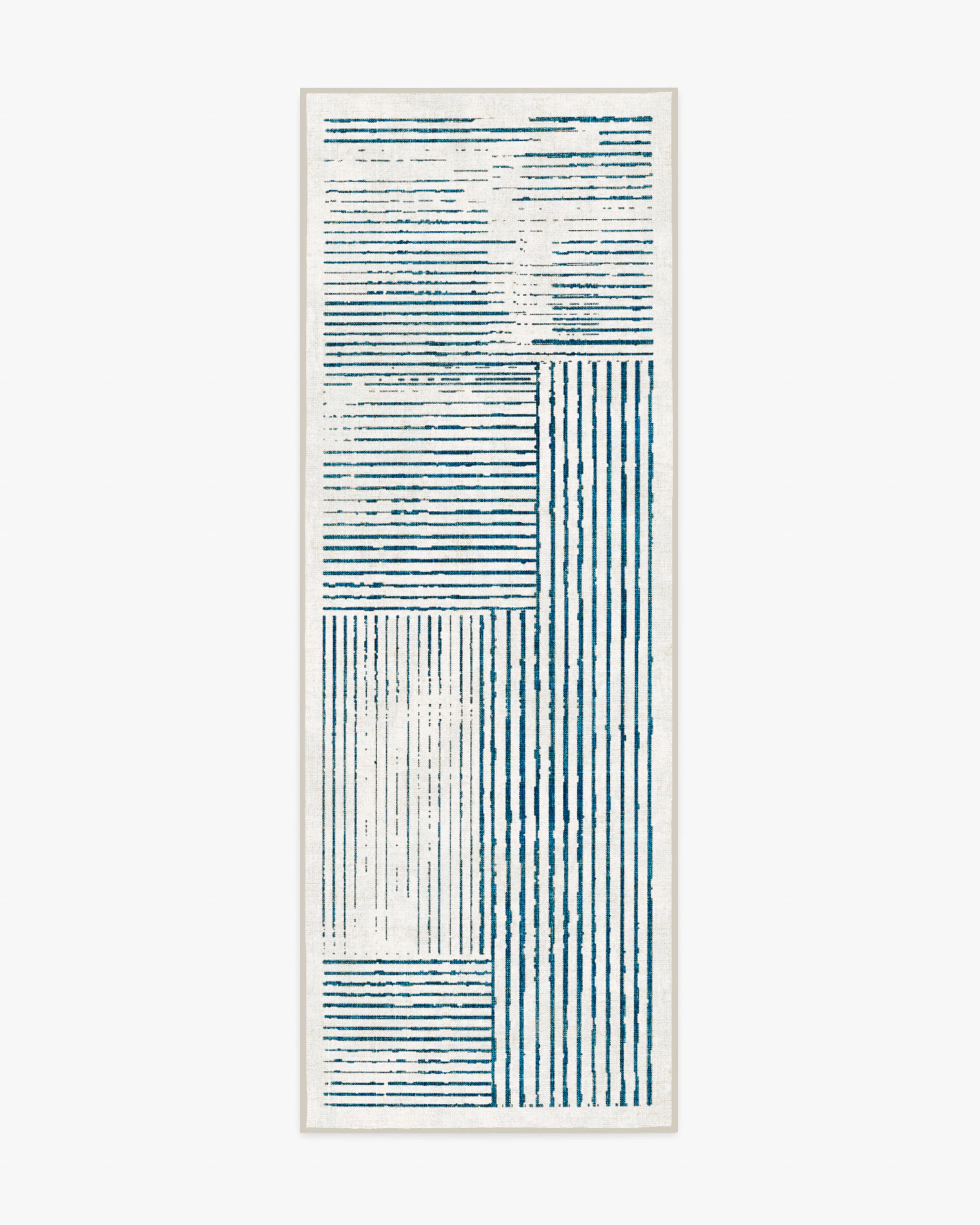 Linear Oasis Ivory & Blue Flatwoven Rug - Image 3