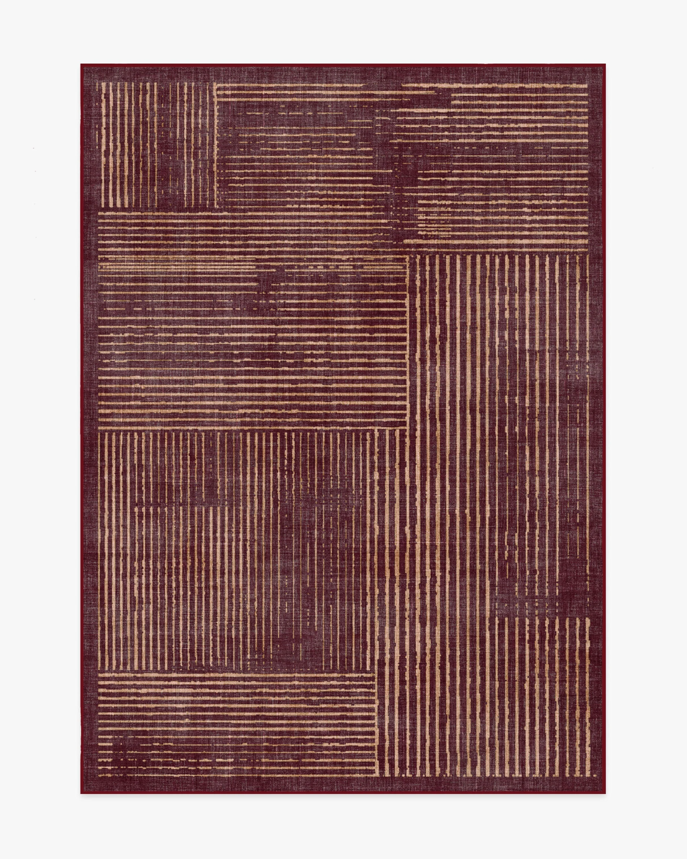 Linear Oasis Rust Red Rug