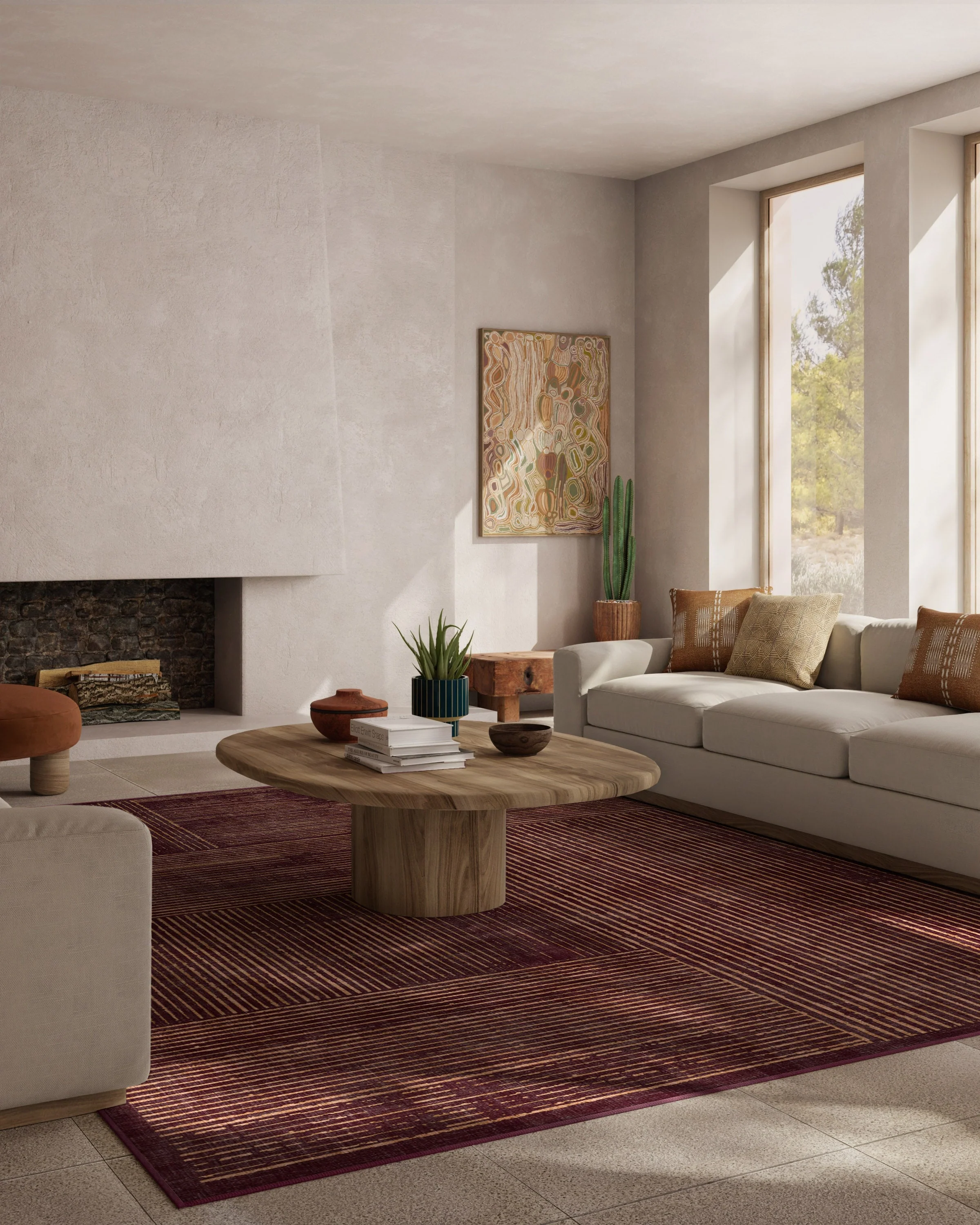 Linear Oasis Rust Red Rug - Image 8