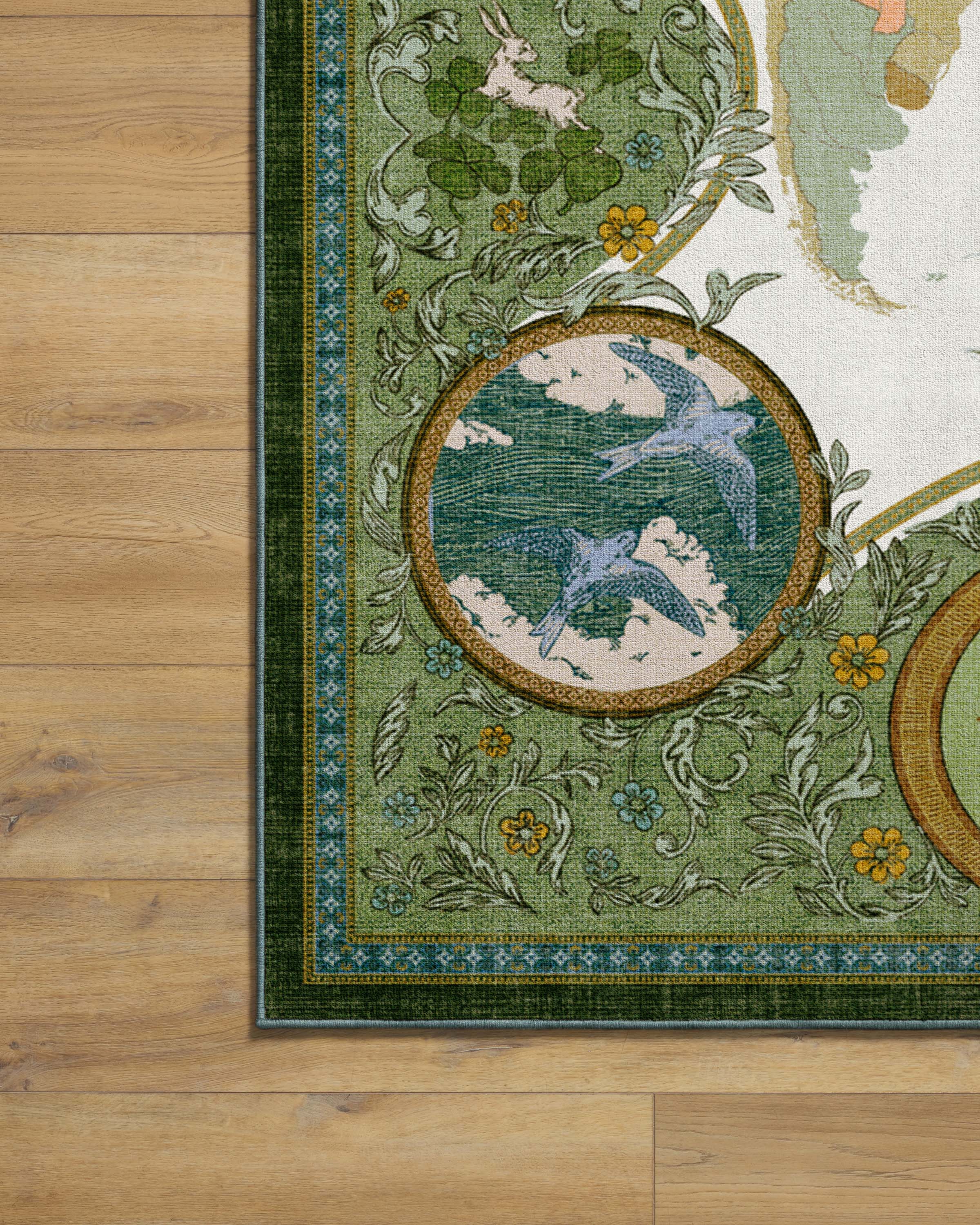 Little Explorer Gold & Green Flatwoven Rug - Image 5