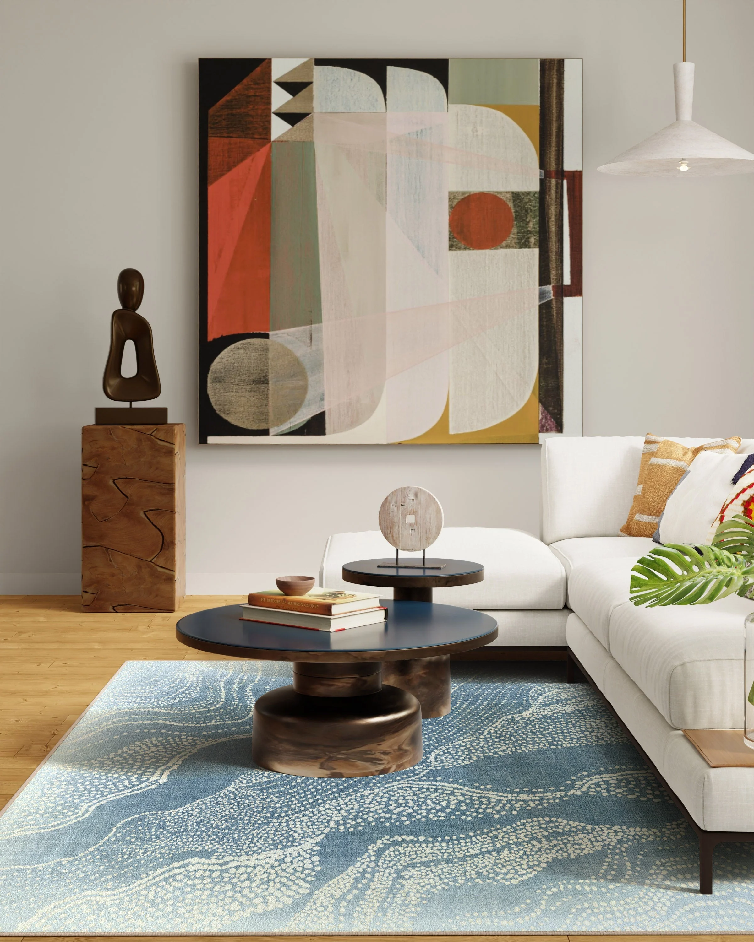 Adorned Soft Blue Flatwoven Rug by Malene Barnett - Image 3