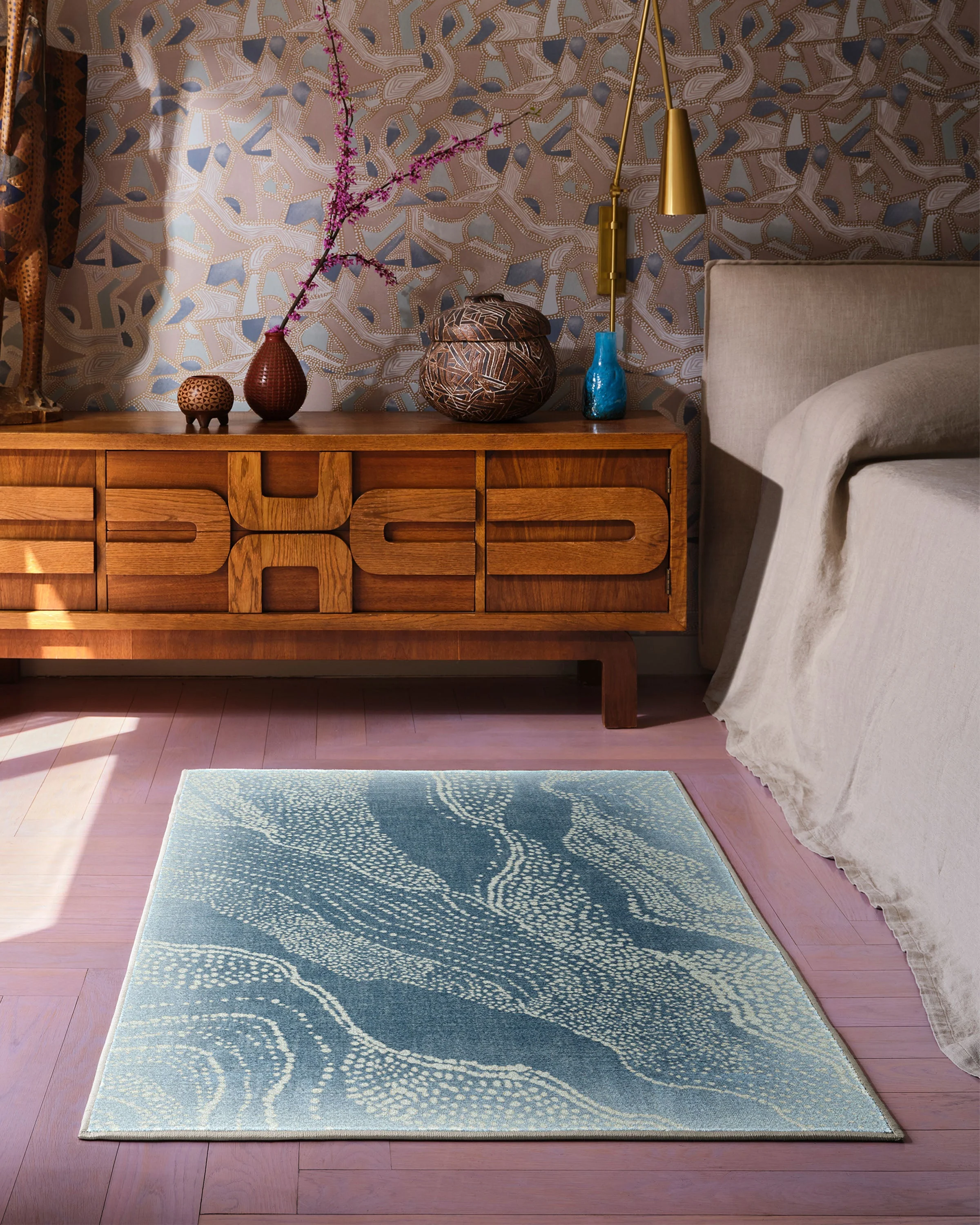 Adorned Soft Blue Flatwoven Rug by Malene Barnett - Image 5