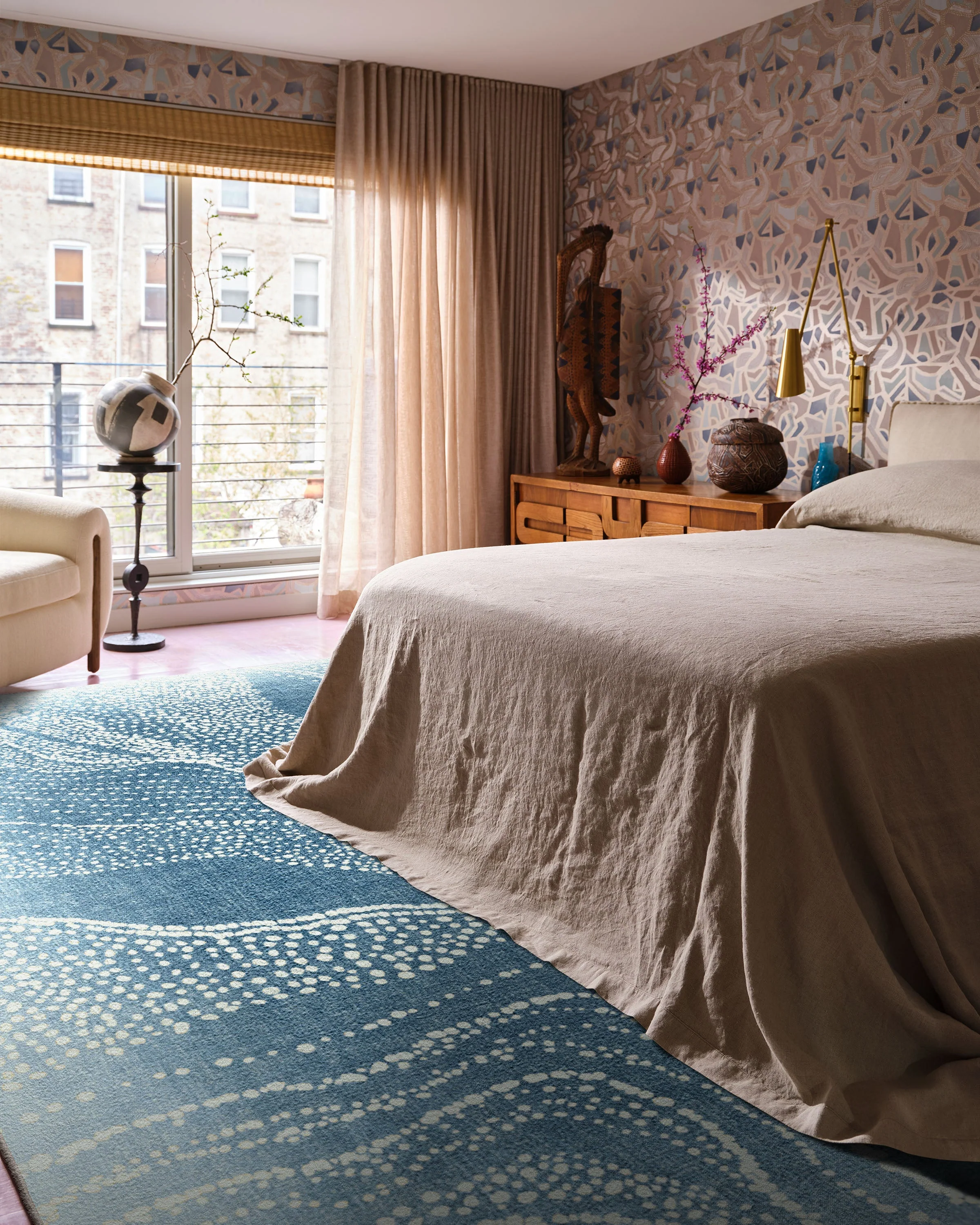 Adorned Soft Blue Flatwoven Rug by Malene Barnett - Image 7