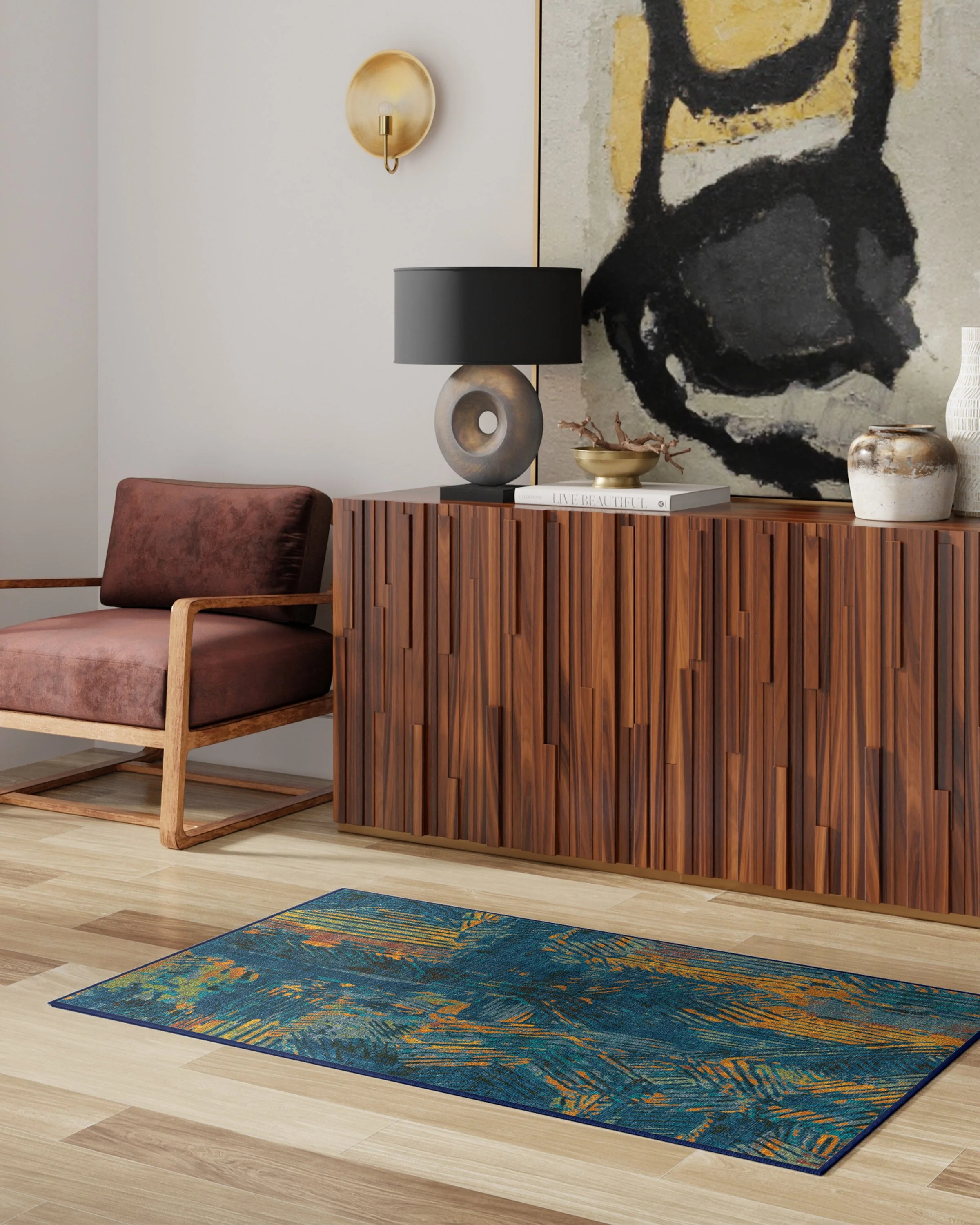 Sgraffito Royal Blue Flatwoven Rug by Malene Barnett - Image 5