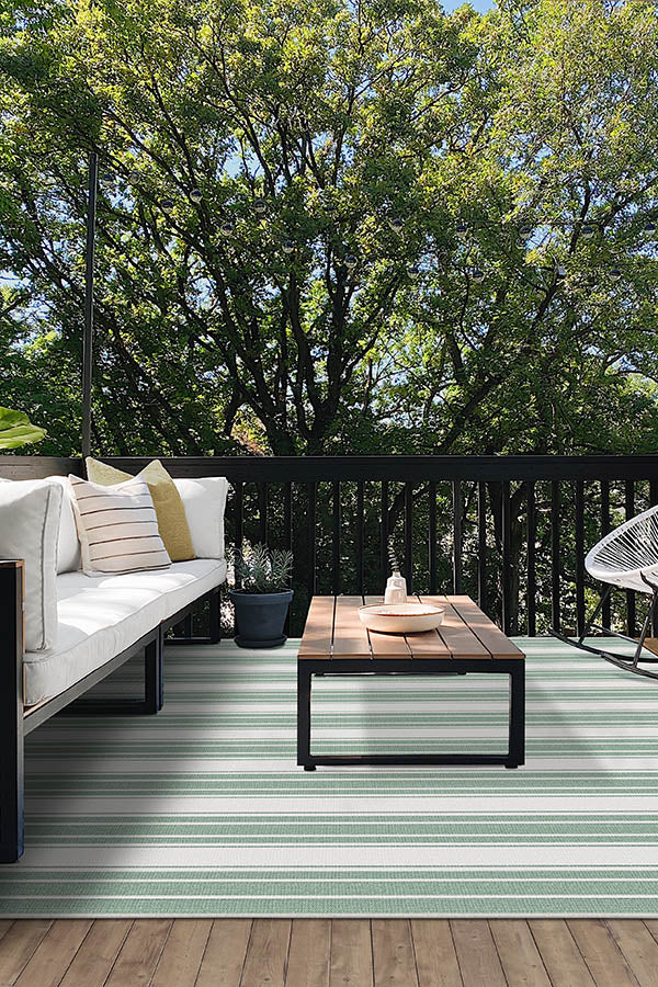 Marina Stripe Sage Green Outdoor Rug - Image 6