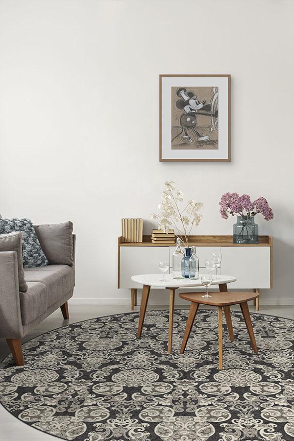 Mickey Damask Charcoal Rug - Image 14