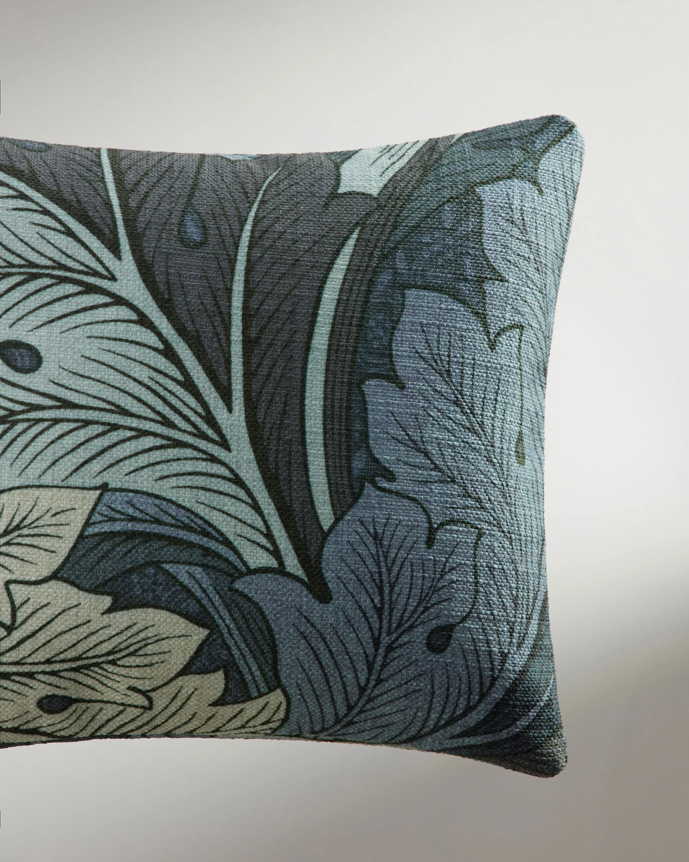 Acanthus Dusk Blue Woven Lumbar Throw Pillow by Morris & Co. - Image 3