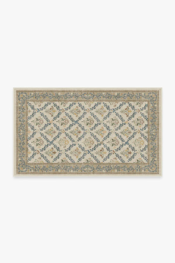Bellflowers Ivory & Gold Flatwoven Rug by Morris & Co. - Image 11