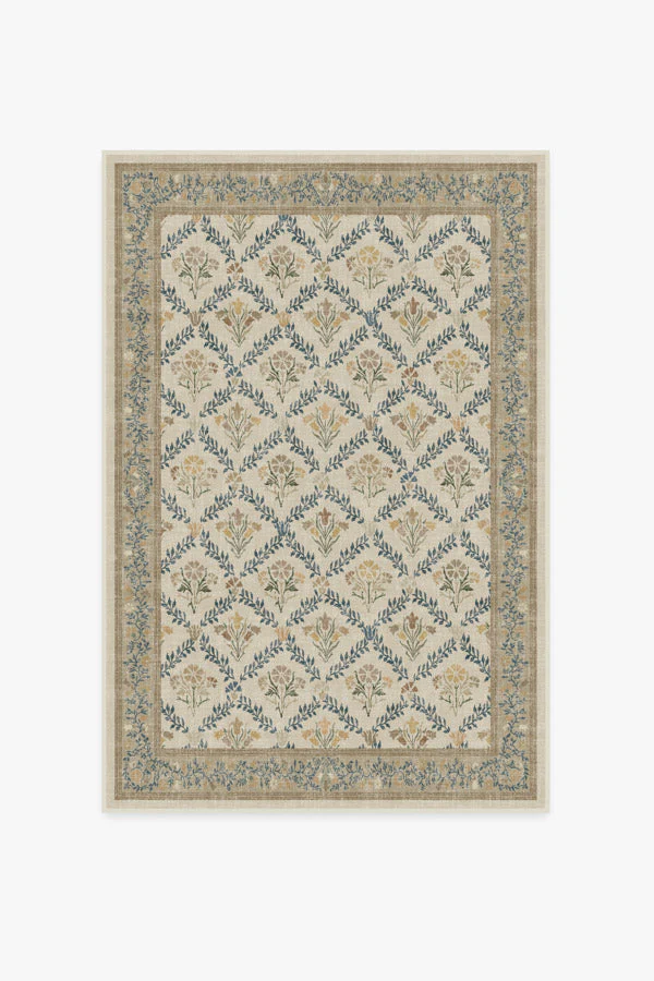 Bellflowers Ivory & Gold Flatwoven Rug by Morris & Co. - Image 12