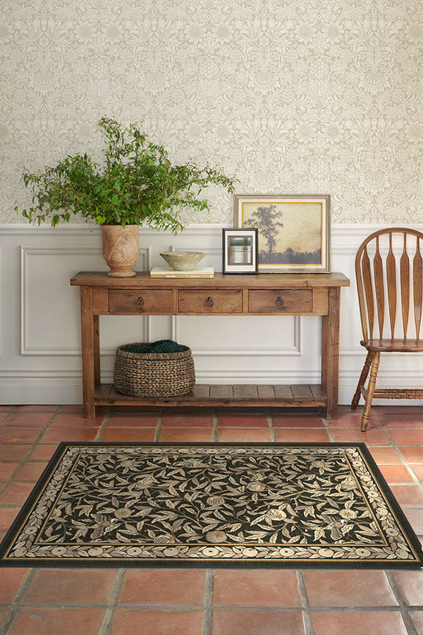 Bird & Pomegranate Soft Black Flatwoven Rug by Morris & Co. - Image 6