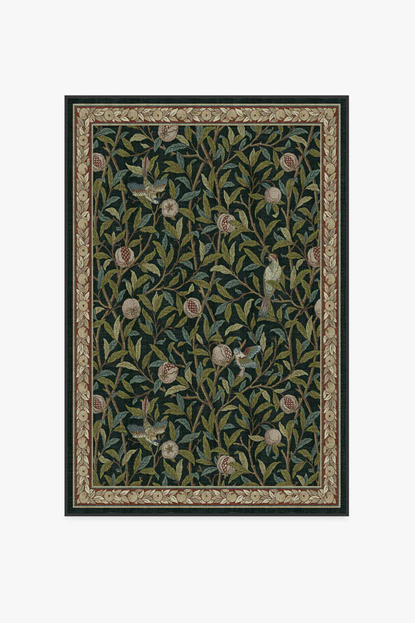 Bird & Pomegranate Teal Green Flatwoven Rug by Morris & Co. - Image 12