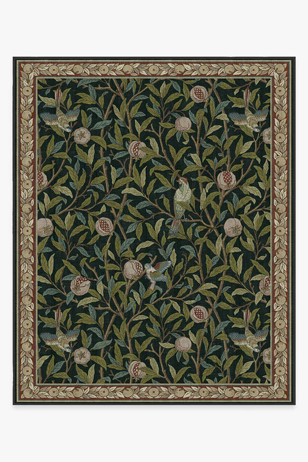 Bird & Pomegranate Teal Green Flatwoven Rug by Morris & Co. - Image 14
