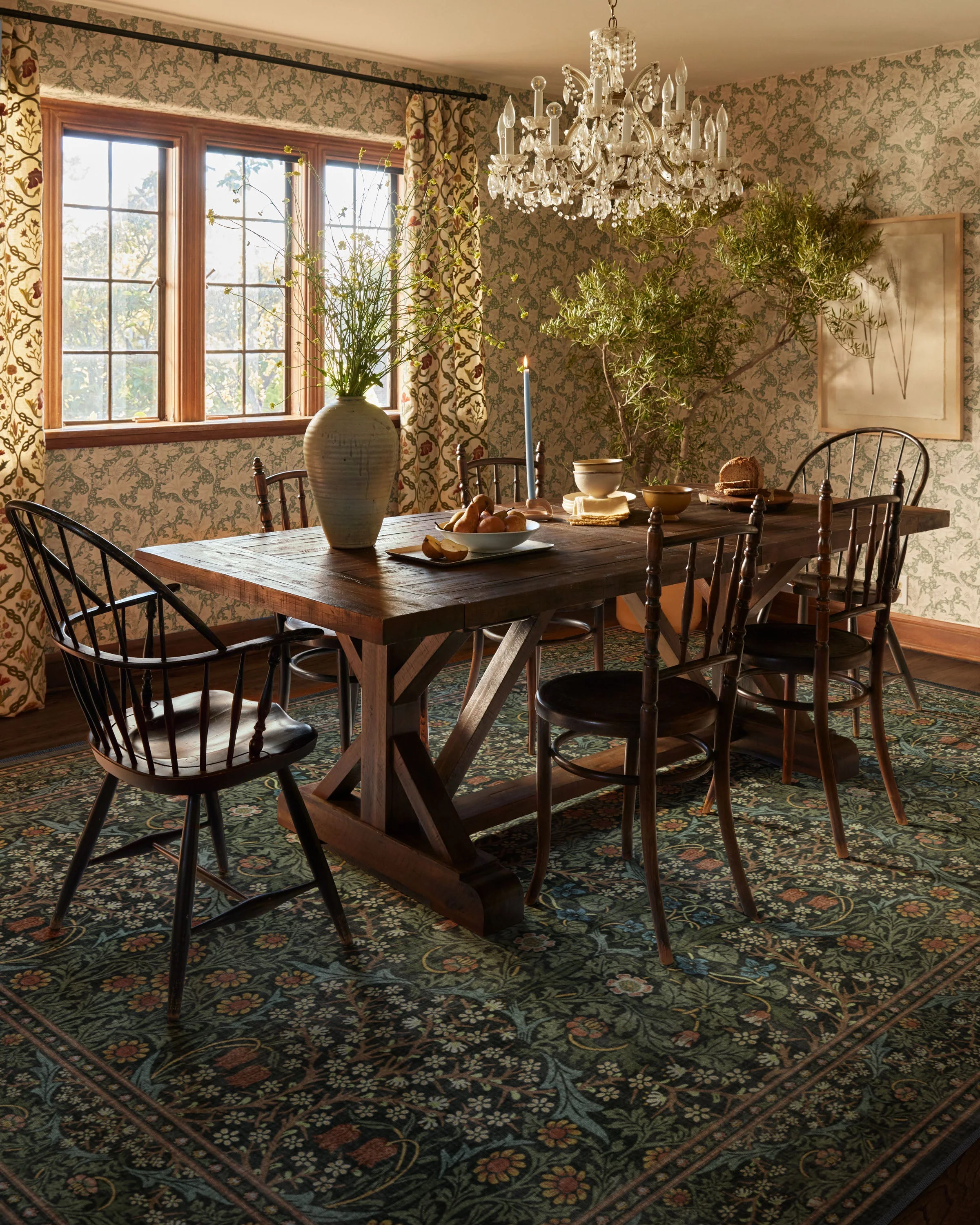 Blackthorn Forest Green Flatwoven Rug by Morris & Co. - Image 7