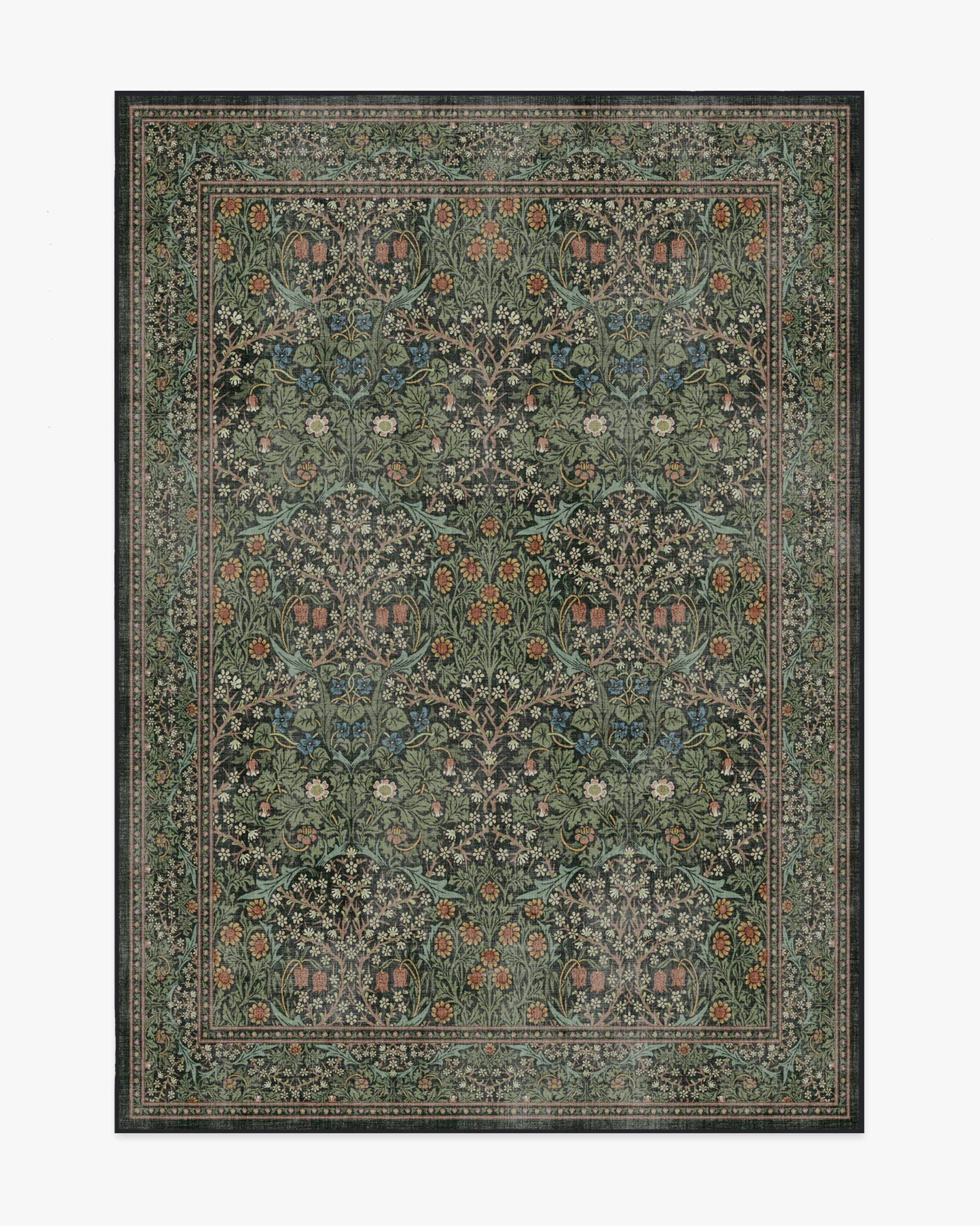 Blackthorn Forest Green Rug by Morris & Co.