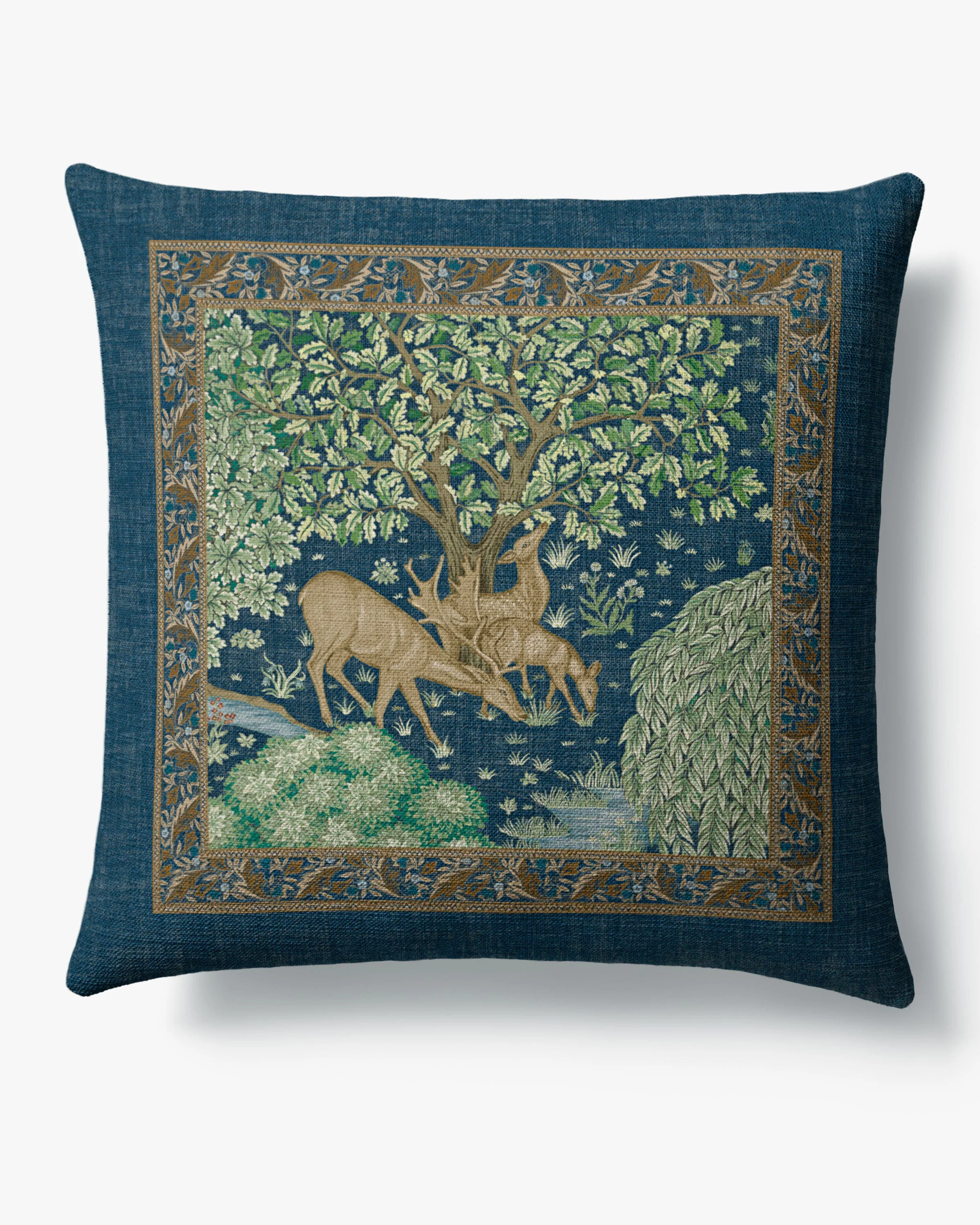 Brook Sapphire Blue Woven Throw Pillow by Morris & Co. - Image 2