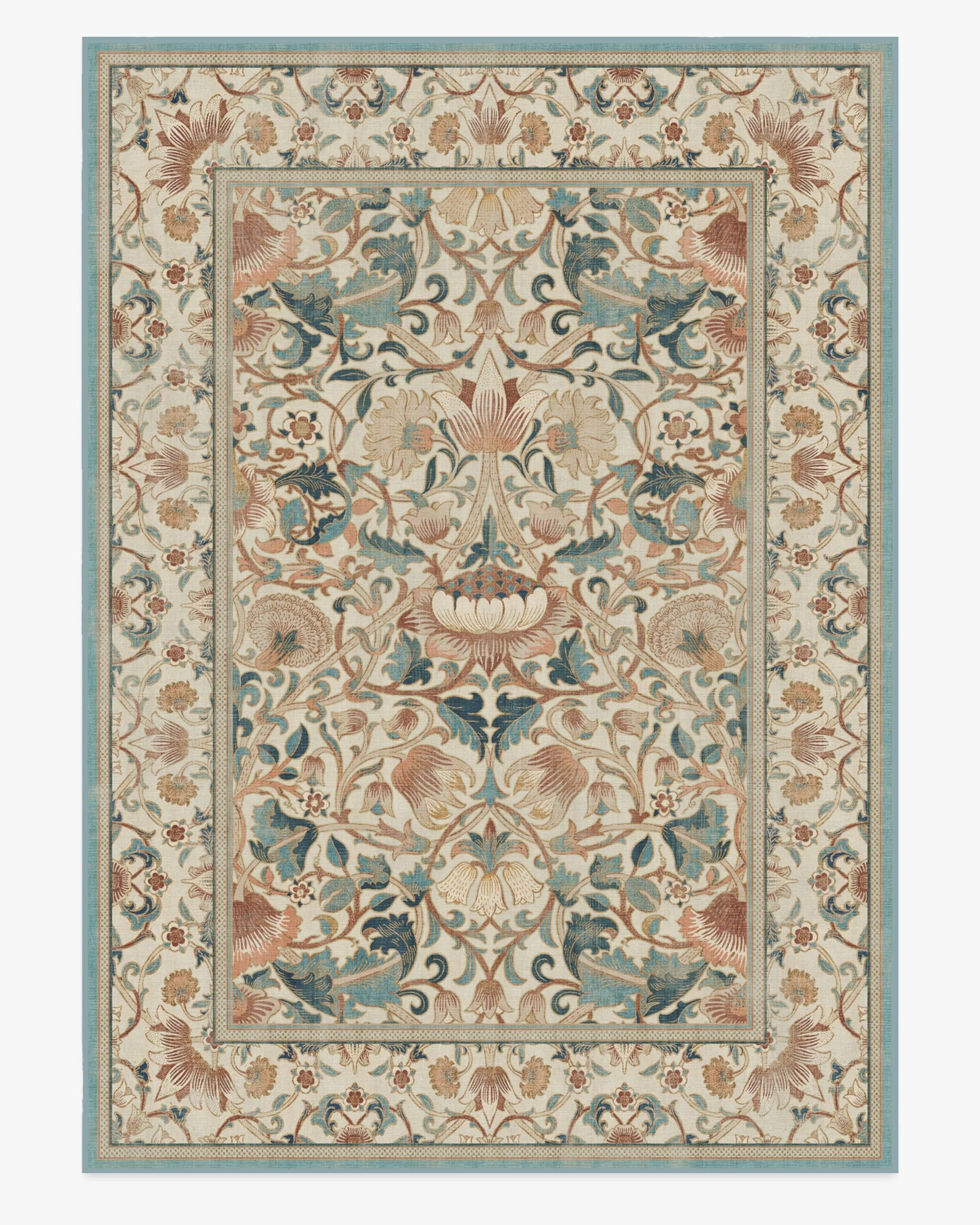 Lodden Soft Rose & Teal Rug by Morris & Co. - Image 14