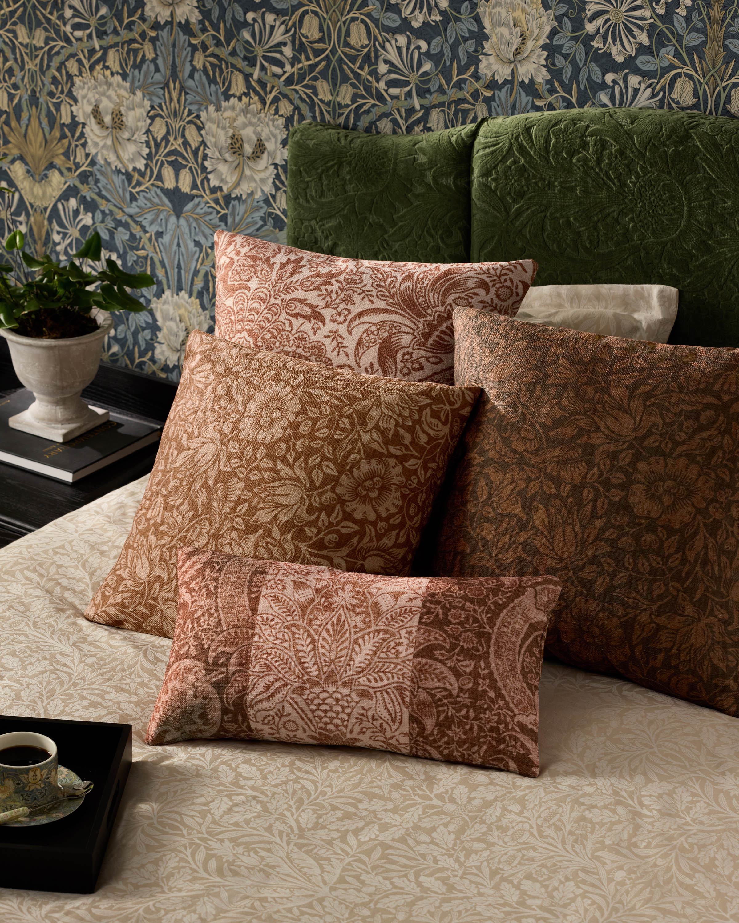 Mallow Rust Woven Throw Pillow by Morris & Co. - Image 3