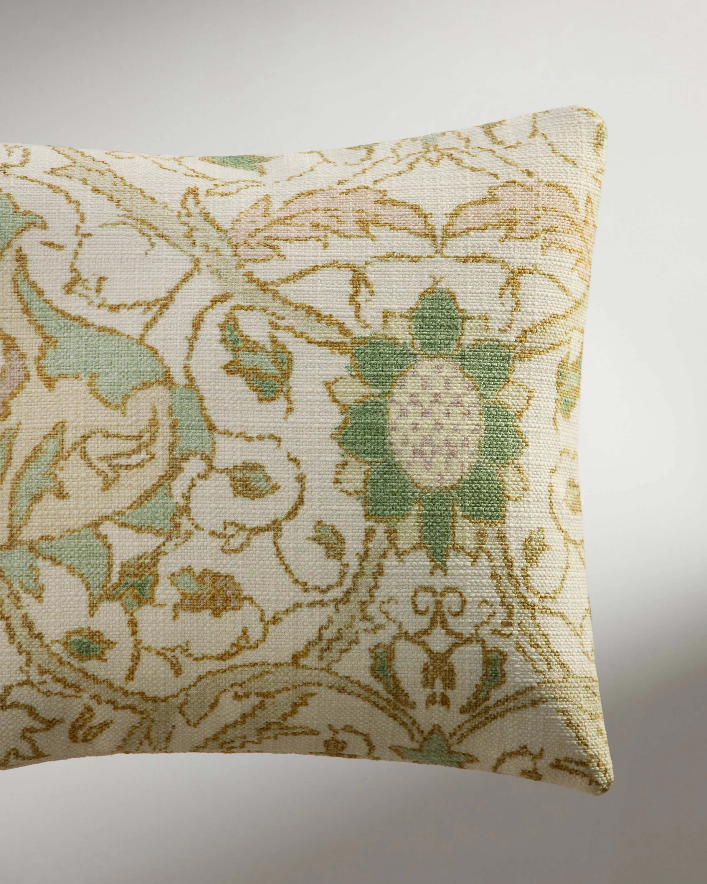 Montreal Vintage Cream Woven Lumbar Throw Pillow by Morris & Co. - Image 4