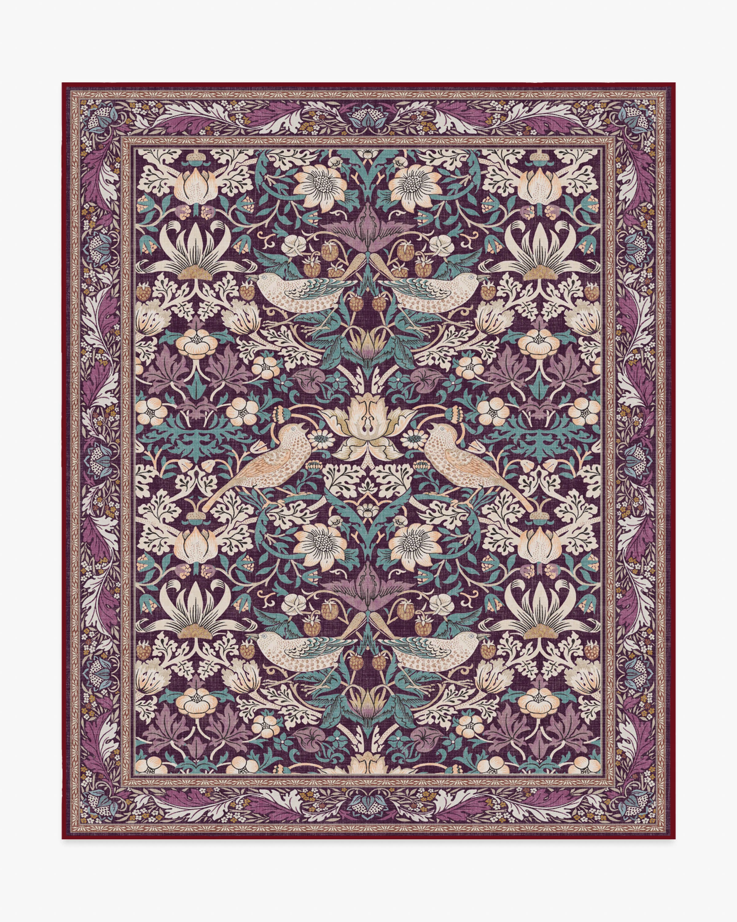 Strawberry Thief Burgundy Rug by Morris & Co. - Image 4