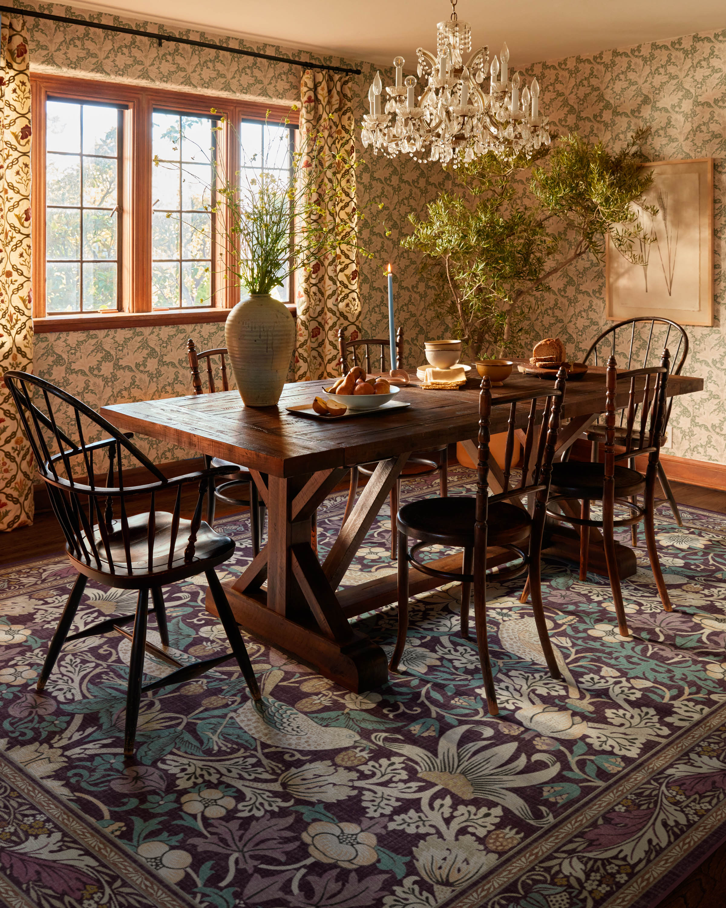 Strawberry Thief Burgundy Rug by Morris & Co. - Image 7
