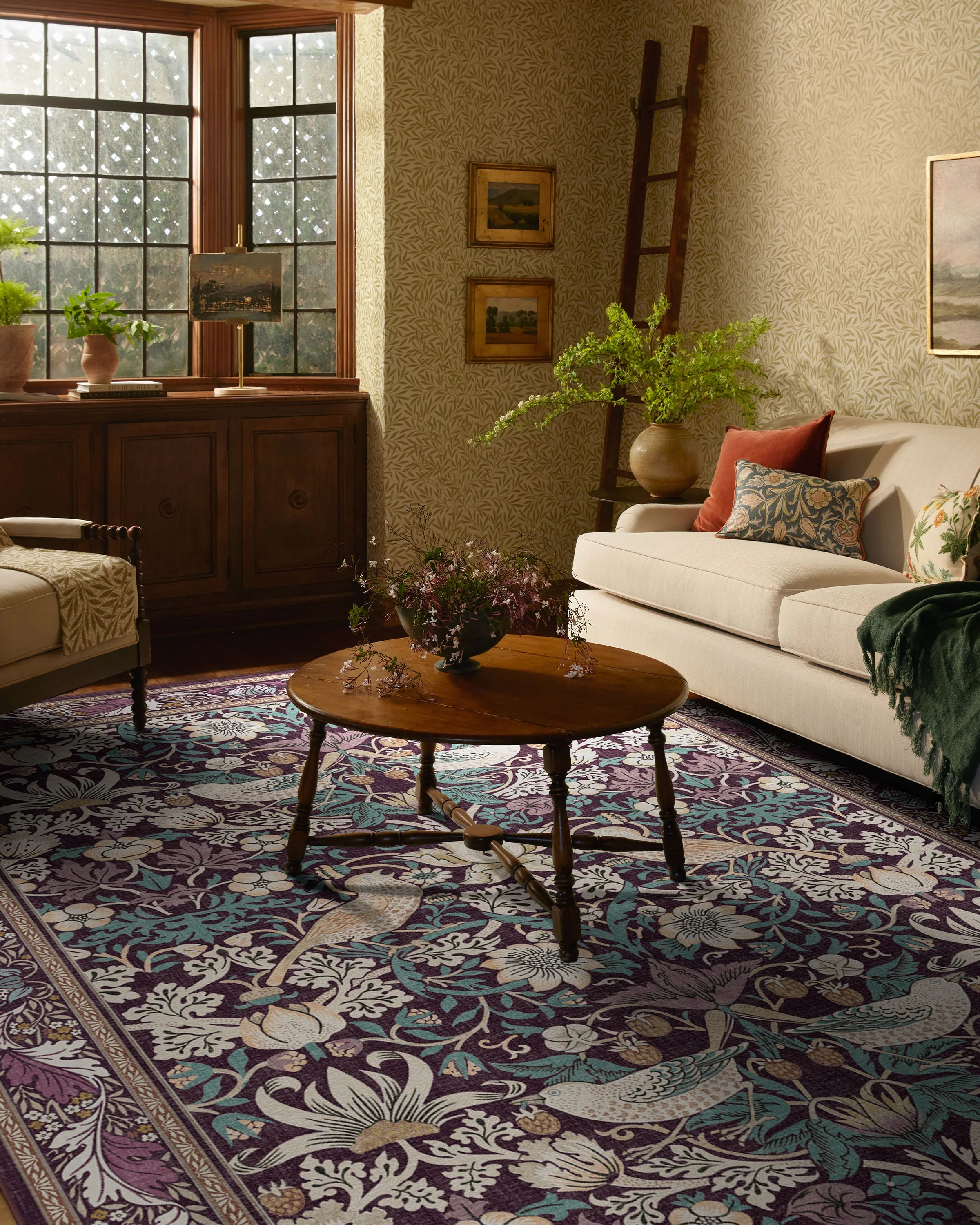 Strawberry Thief Burgundy Rug by Morris & Co. - Image 8