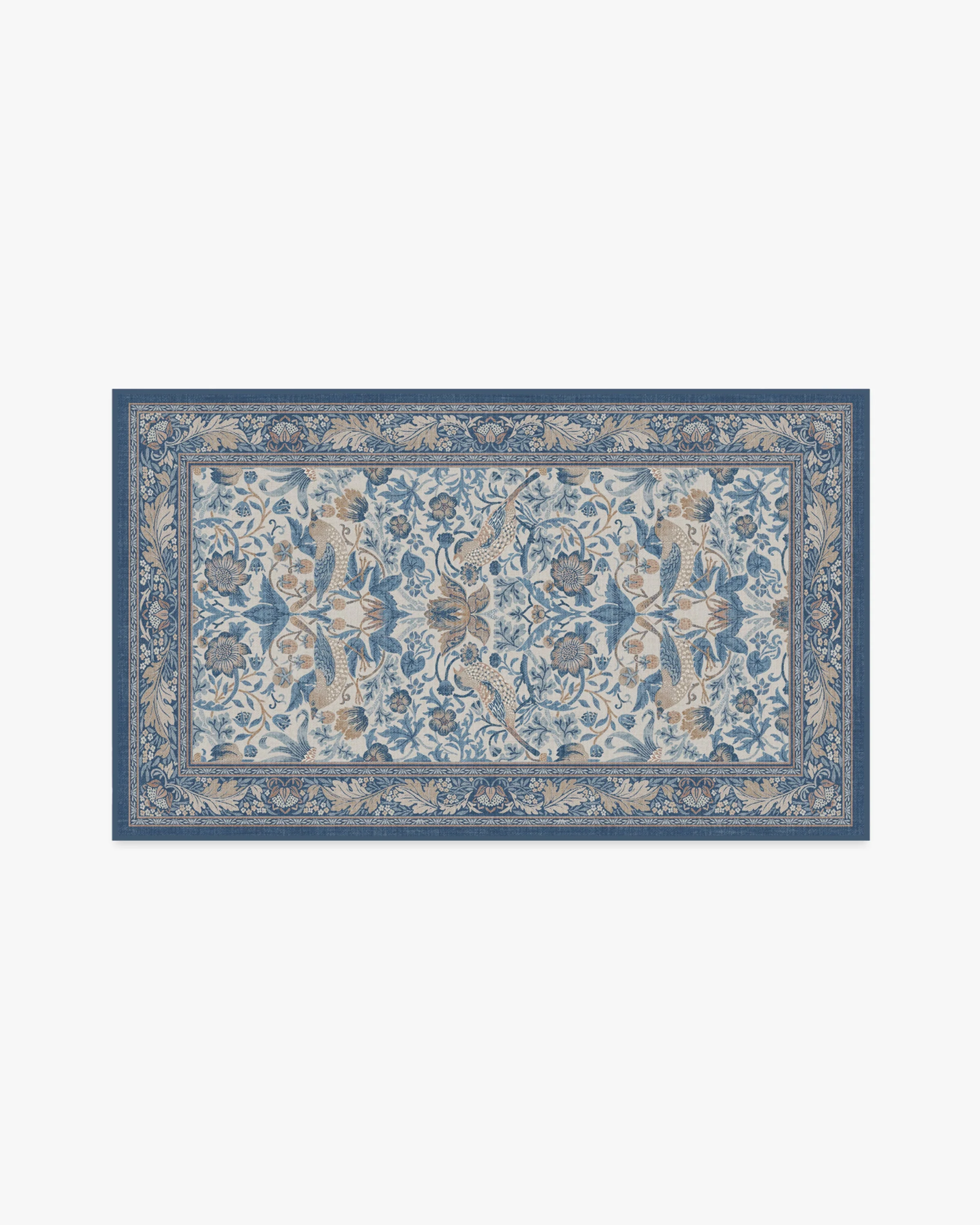Strawberry Thief Indigo & Ivory Flatwoven Rug by Morris & Co. - Image 13