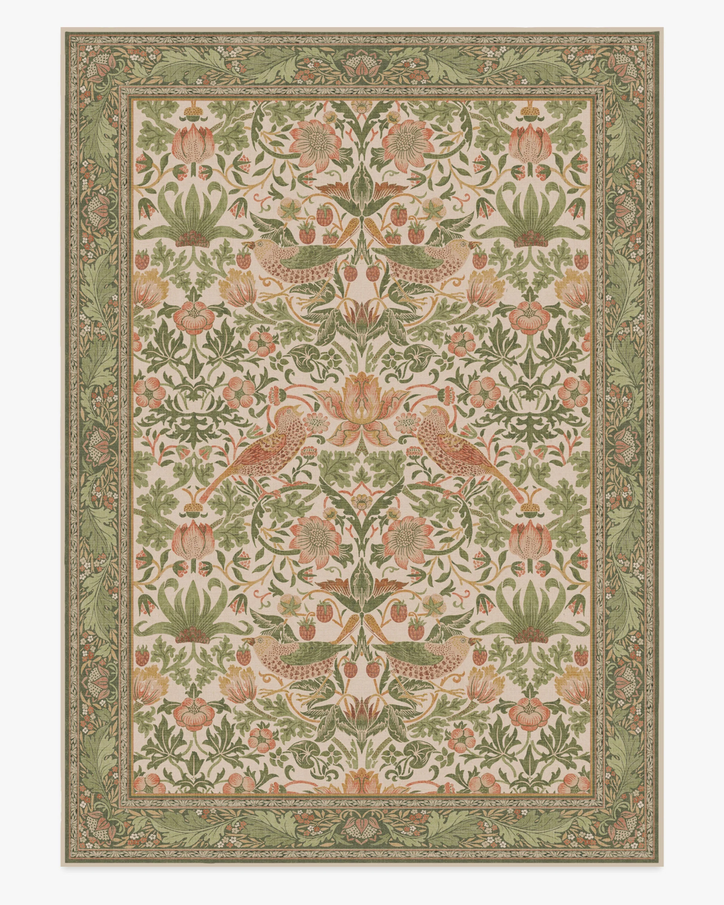 Strawberry Thief Sage & Rose Flatwoven Rug by Morris & Co. - Image 18