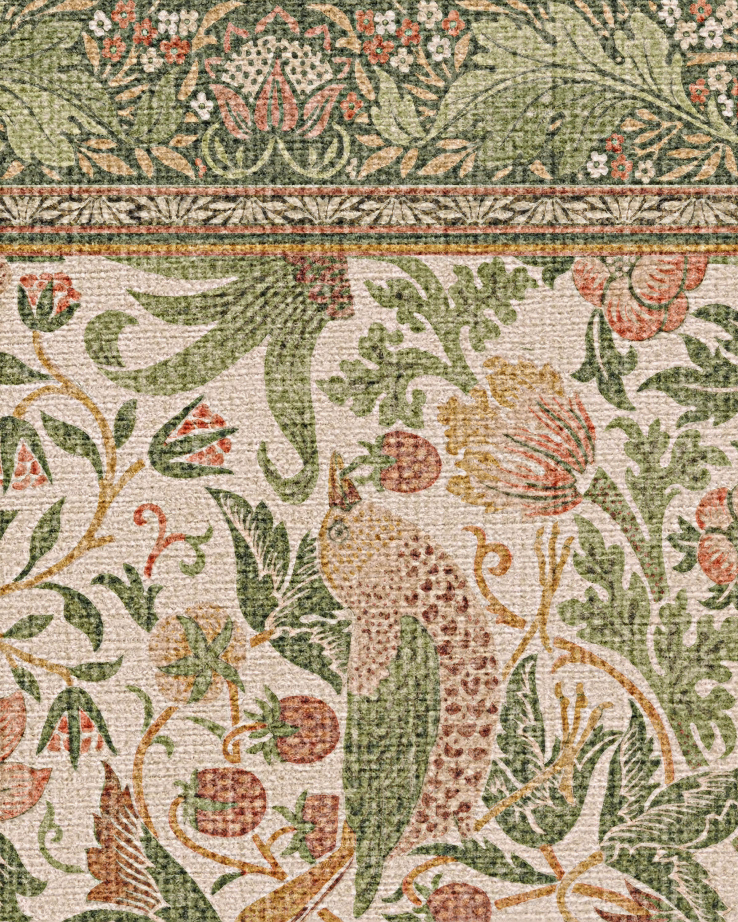 Strawberry Thief Sage & Rose Flatwoven Rug by Morris & Co. - Image 2