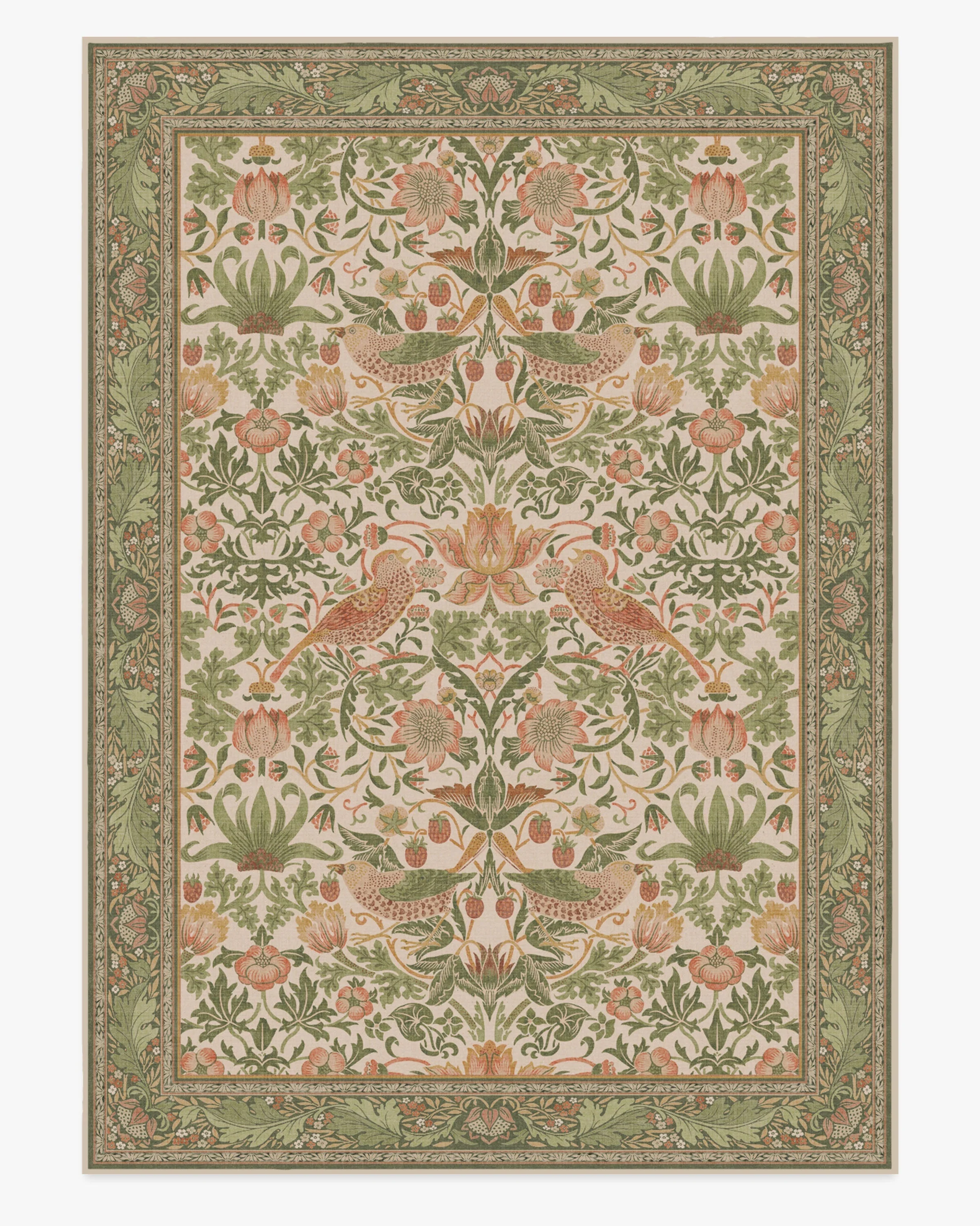 Strawberry Thief Sage & Rose Rug by Morris & Co. - Image 14