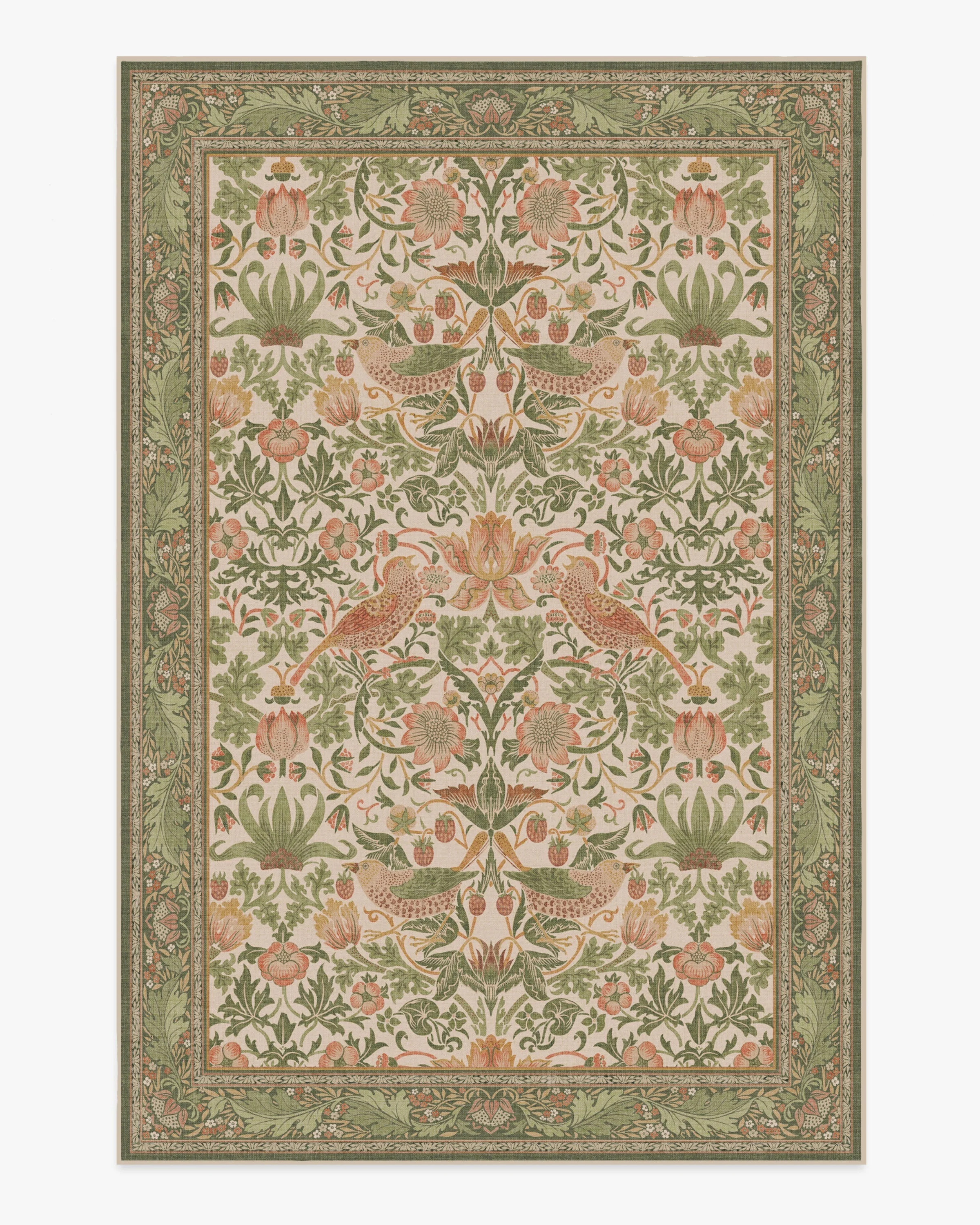 Strawberry Thief Sage & Rose Rug by Morris & Co. - Image 8