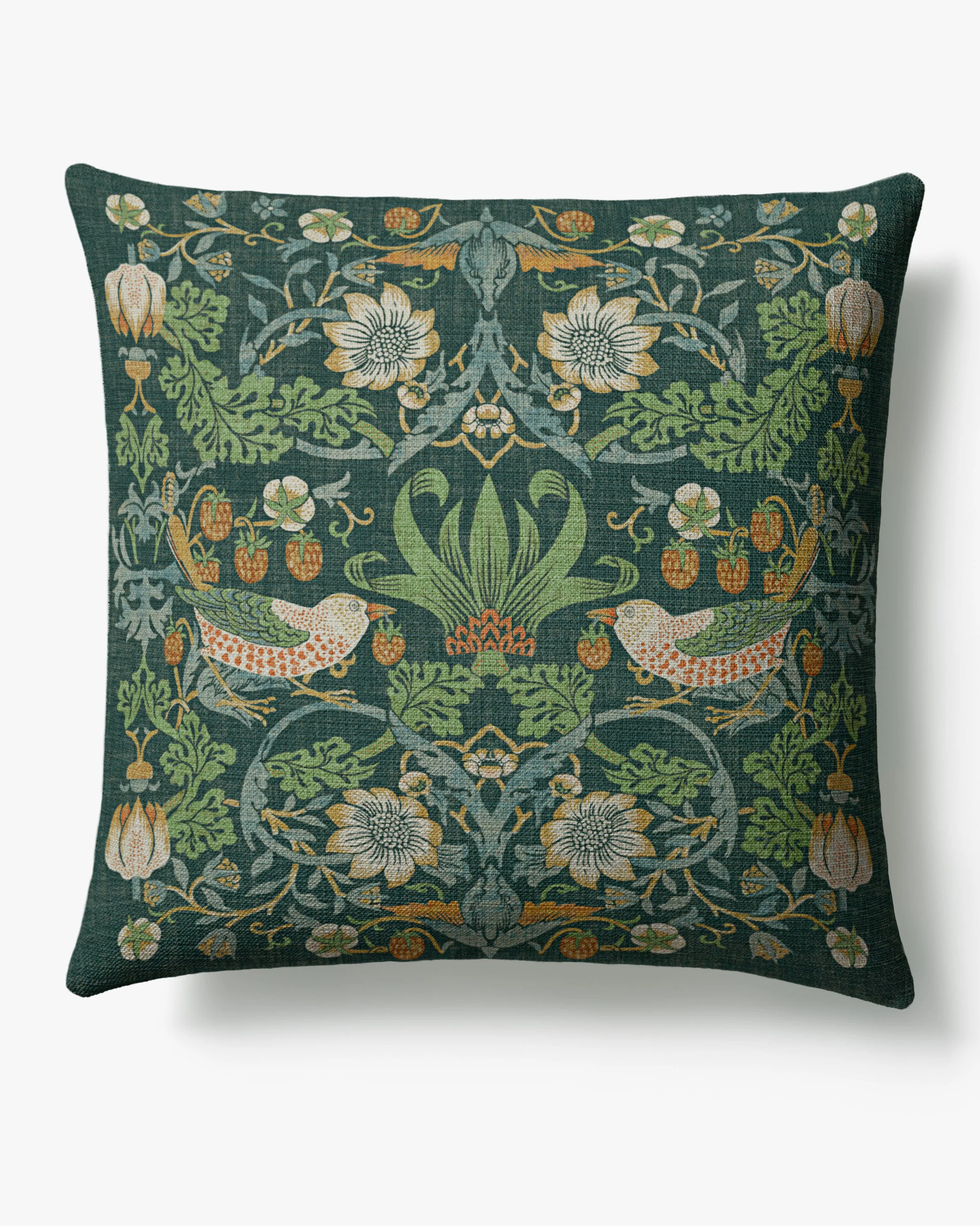 Strawberry Thief Slate Blue Woven Throw Pillow by Morris & Co. - Image 2