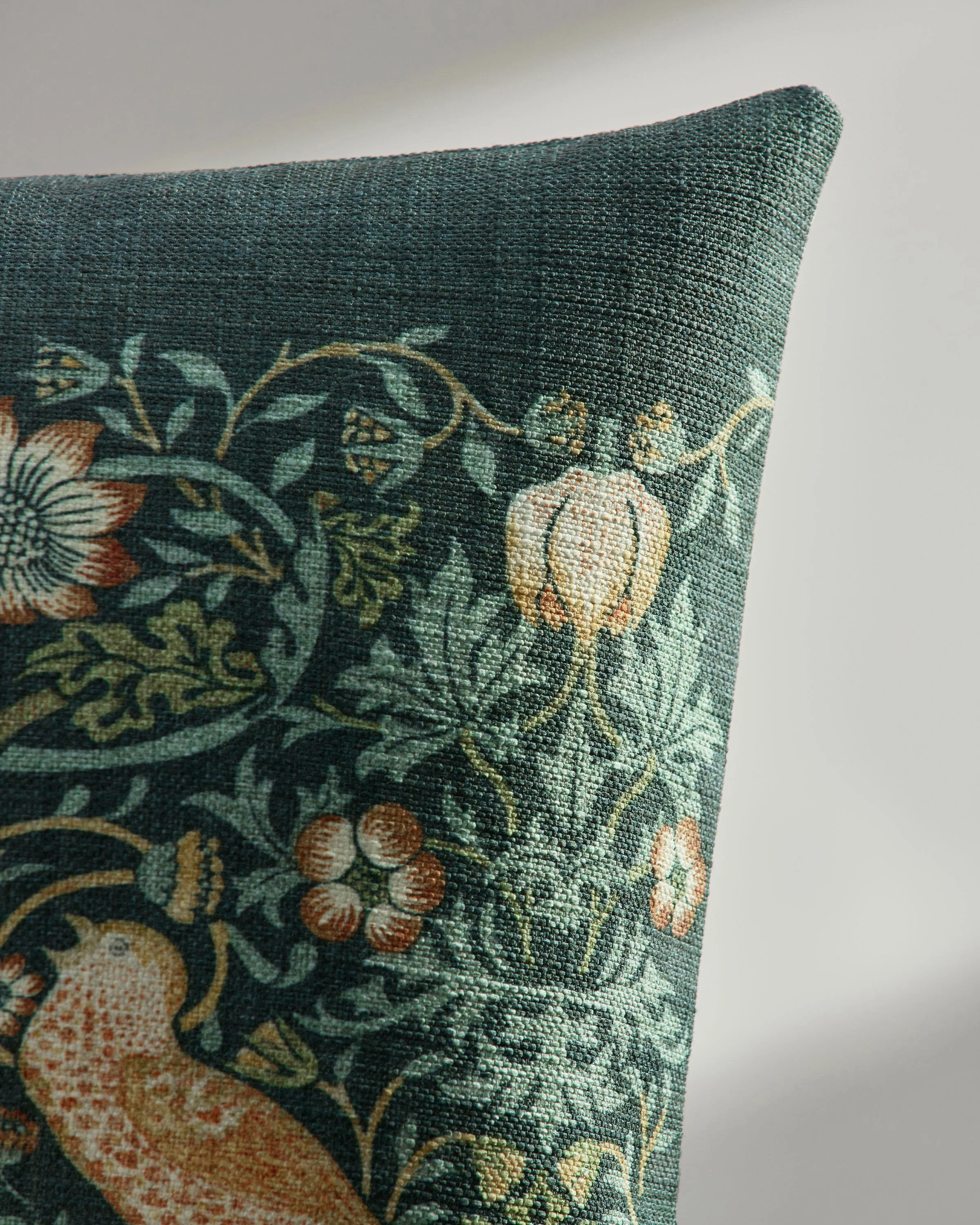 Strawberry Thief Slate Blue Woven Throw Pillow by Morris & Co. - Image 5