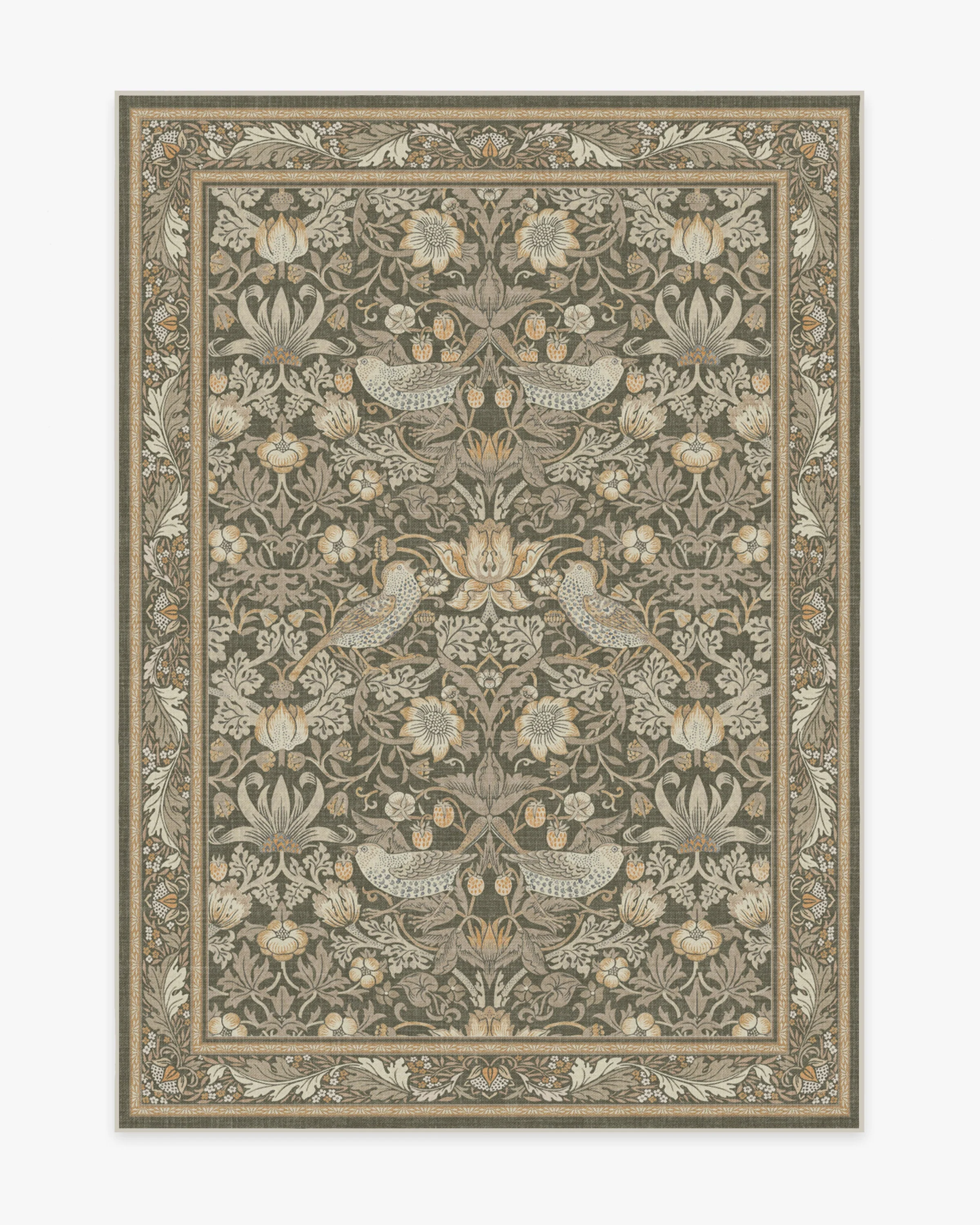 Strawberry Thief Stone Gold Flatwoven Rug by Morris & Co.