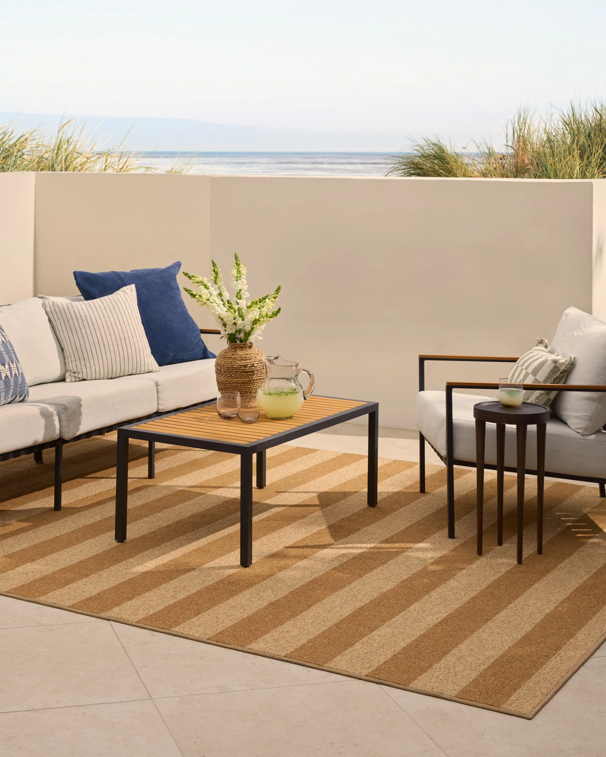 Nolan Bold Stripe Natural & Dark Natural Performance Weave Rug - Image 11