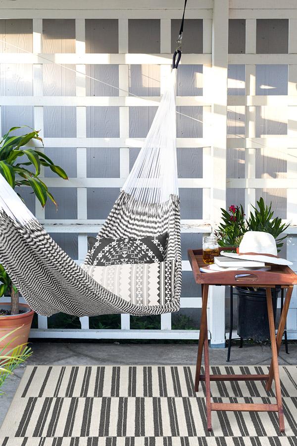 Offset Stripe Black Outdoor Rug - Image 5