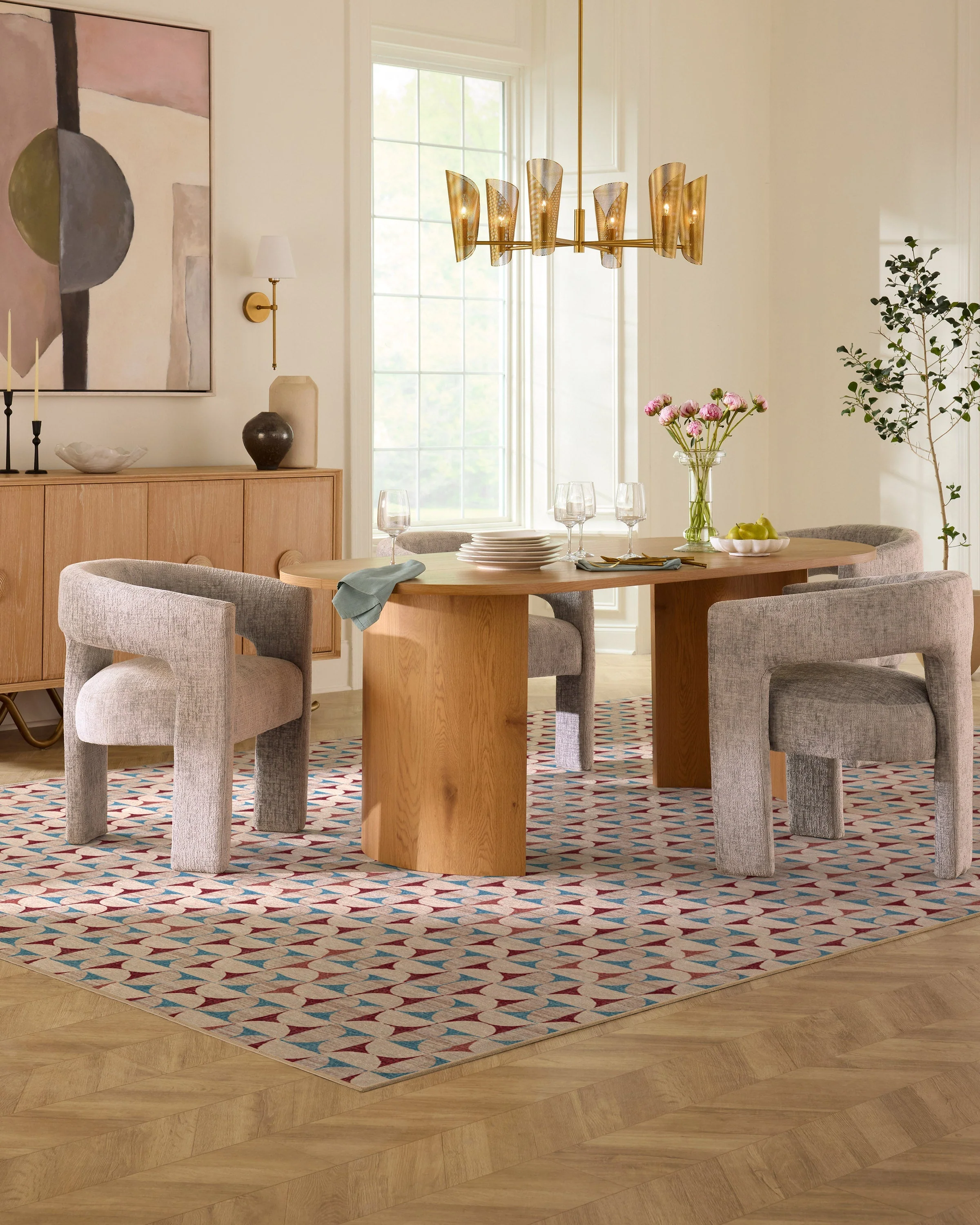 Orana Red & Light Blue Flatwoven Rug - Image 5