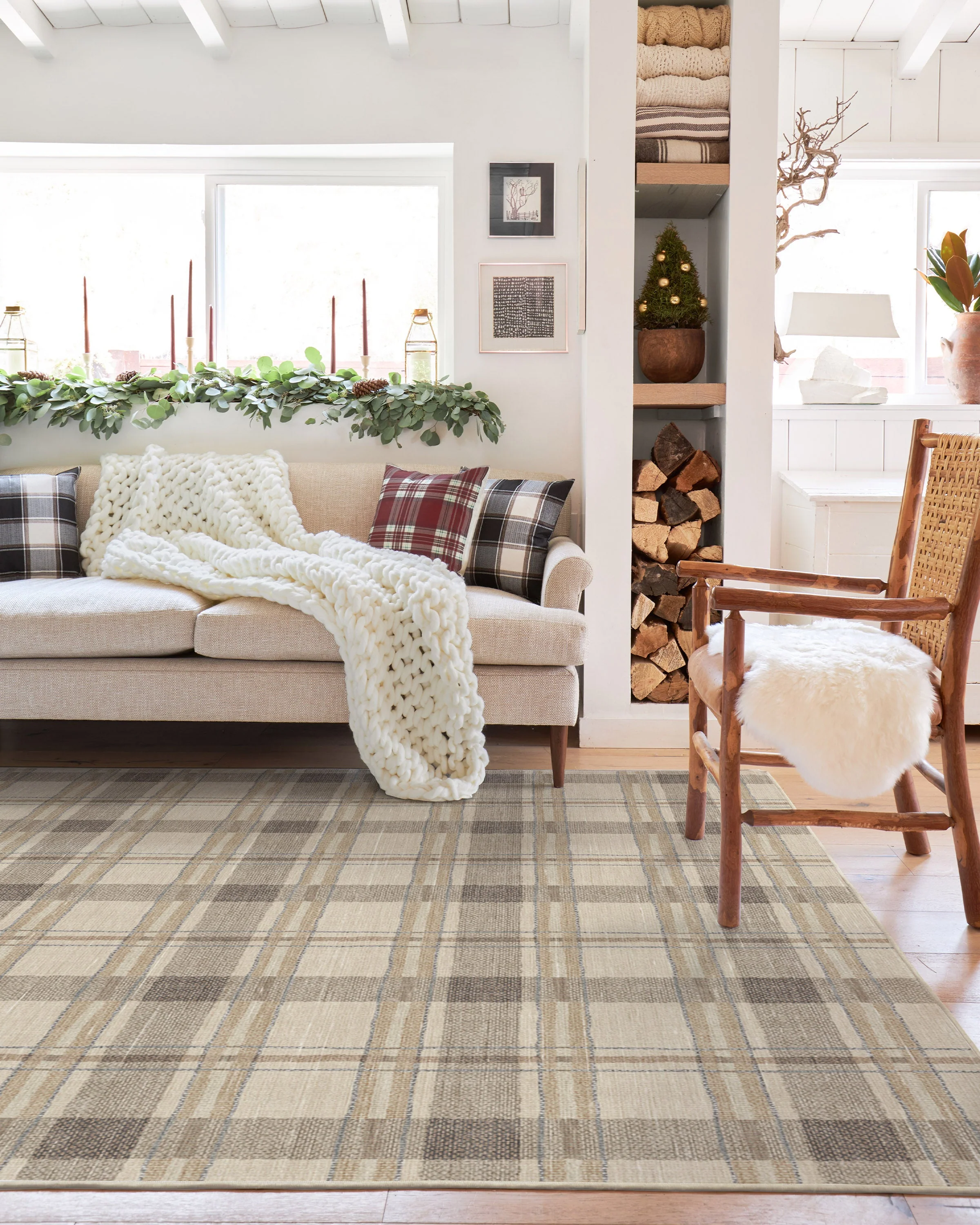 Piper Plaid Neutral Flatwoven Rug - Image 3
