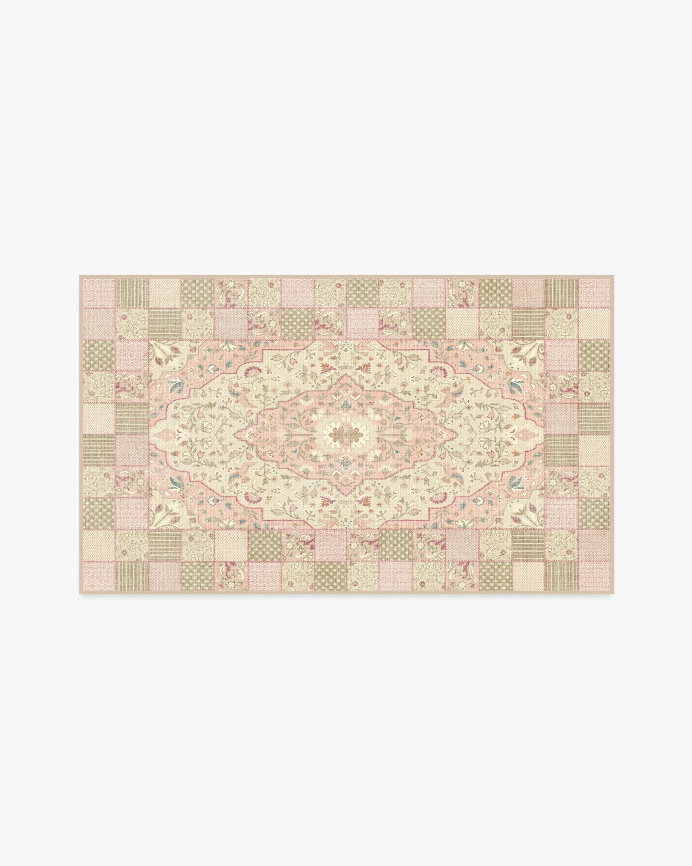 Playful Patchwork Pink Flatwoven Rug - Image 6