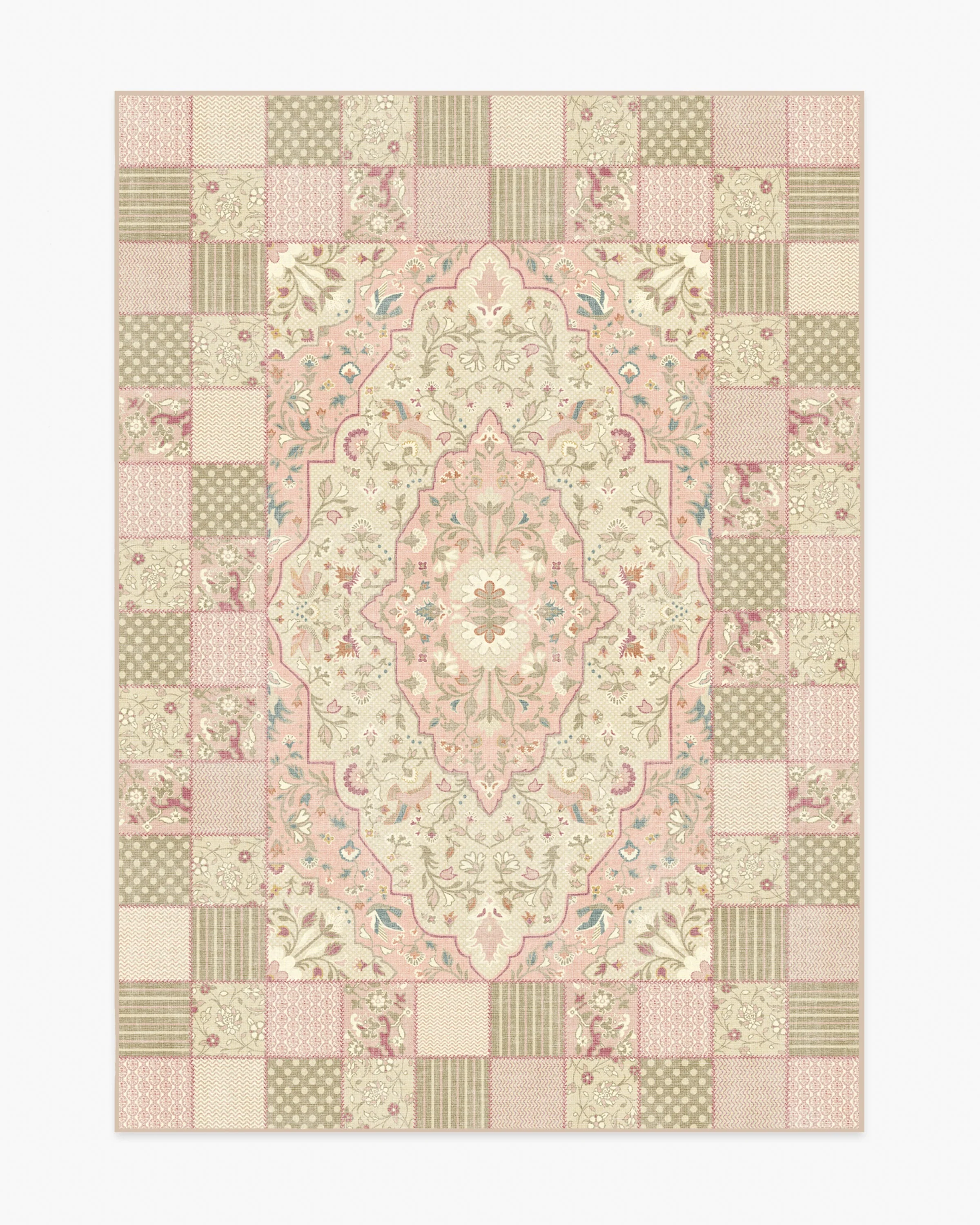 Playful Patchwork Pink Rug